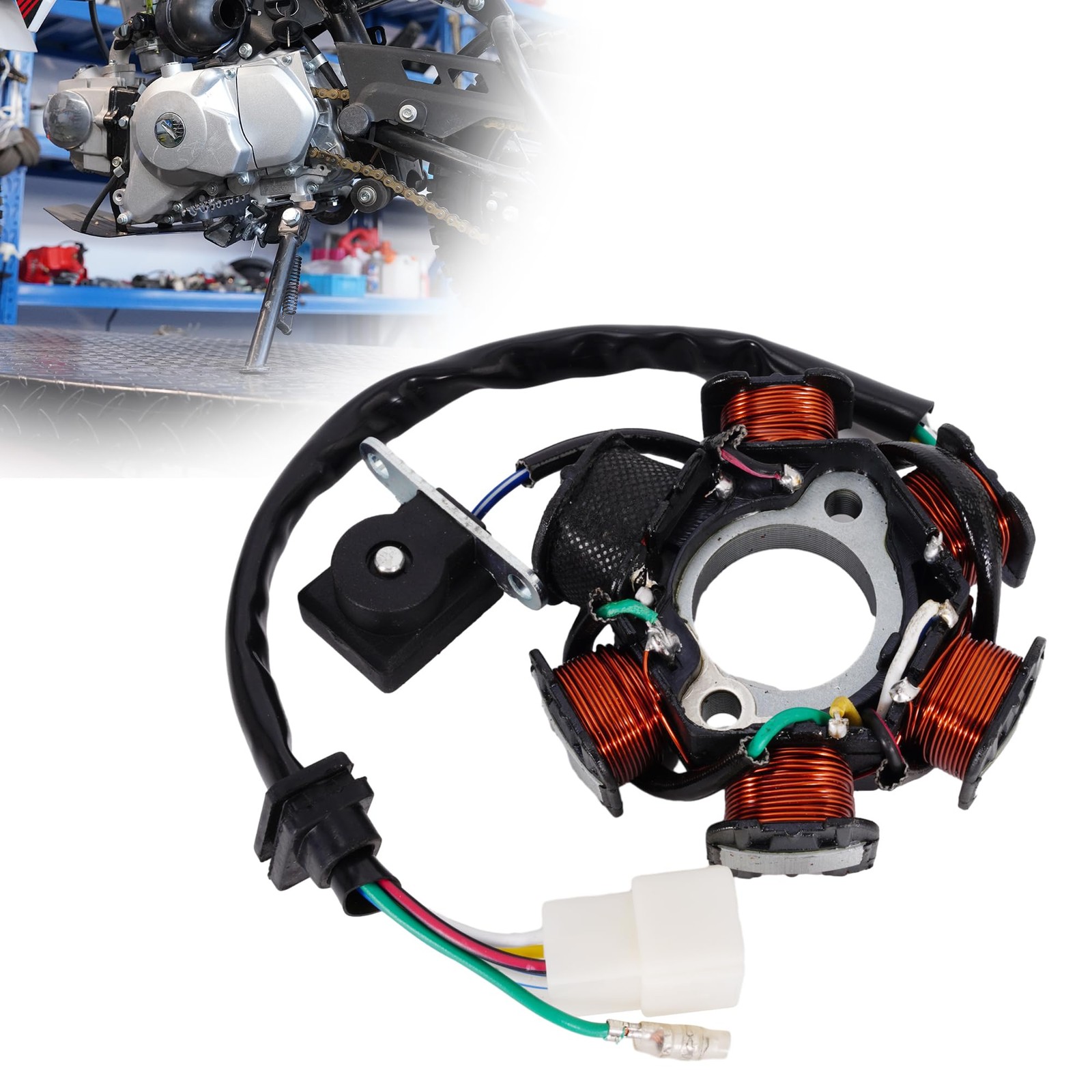 Magneto Stator 5 Wire AC 6 Pole for 50cc 100cc 125cc 150cc Engine for ATV Go ...