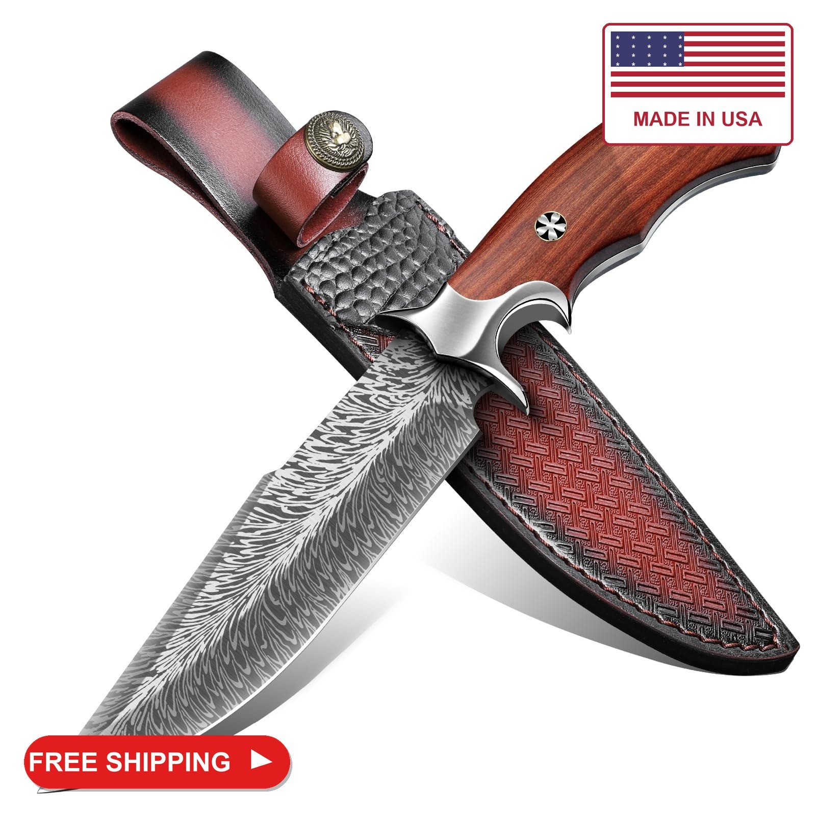 Purple Dragon Hand Forged Fixed Blade Knife with Leather Sheath