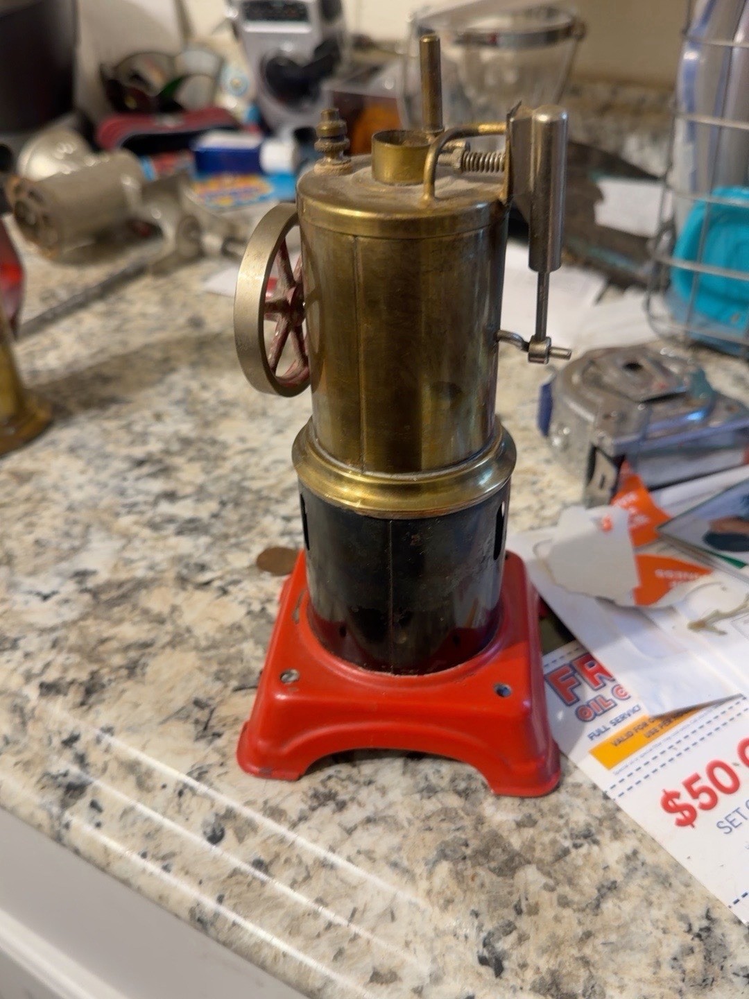 Vintage Fleischmann Vertical Steam Engine West Germany Brass Boiler Toy