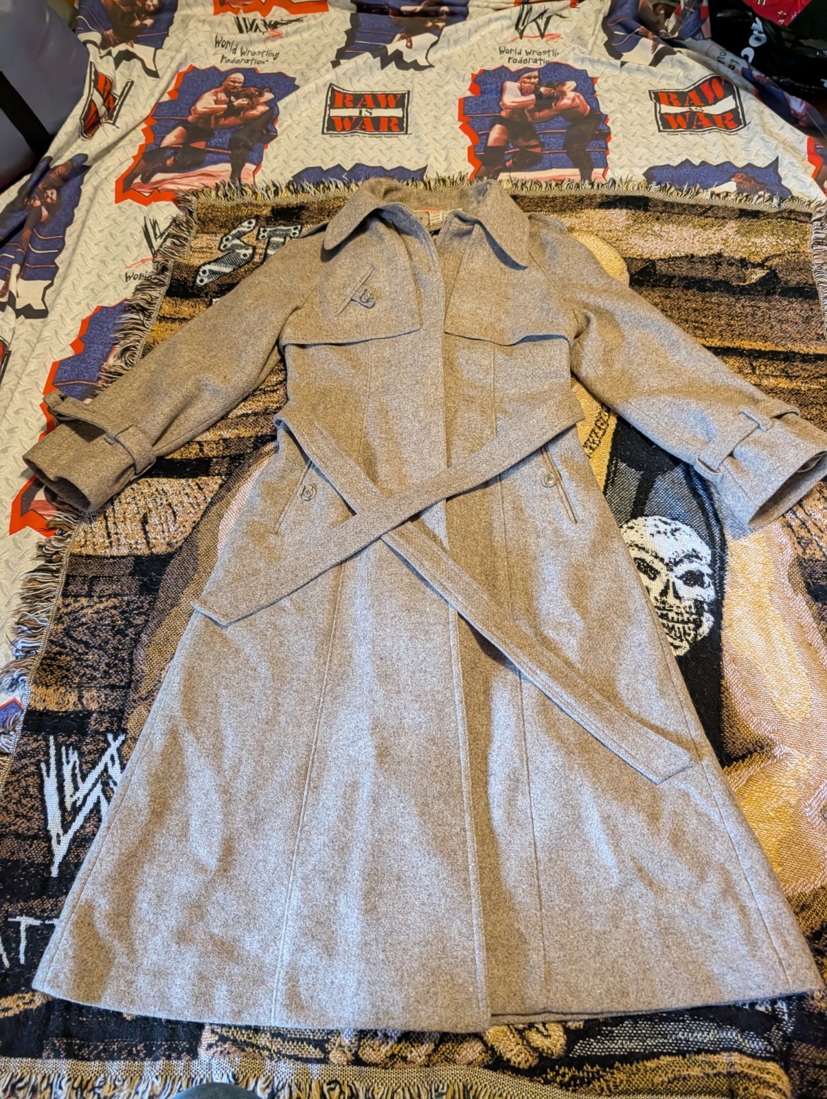 Vtg 60/70s CUBALAN Womens 7/8 Beige Tan Wool Trench Coat Long Buttoned Overcoat Vtg 60/70s CUBALAN Womens 7/8 Beige Tan Wool Trench Coat Long Buttoned Overcoat