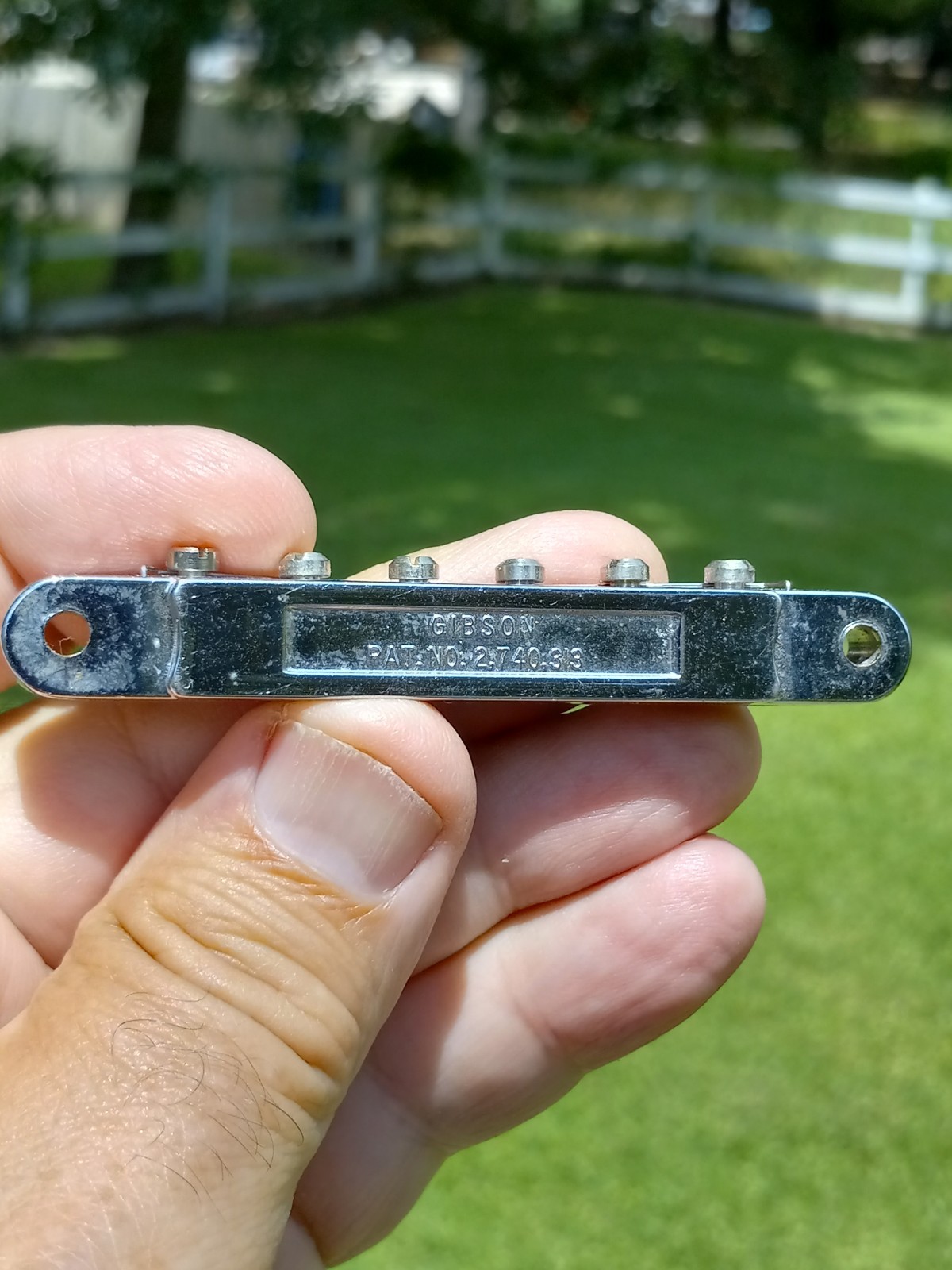 Vintage Gibson 1970's Chrome ABR-1 Pat Number Tune O Matic Bridge Vintage Gibson 1970's Chrome ABR-1 Pat Number Tune O Matic Bridge