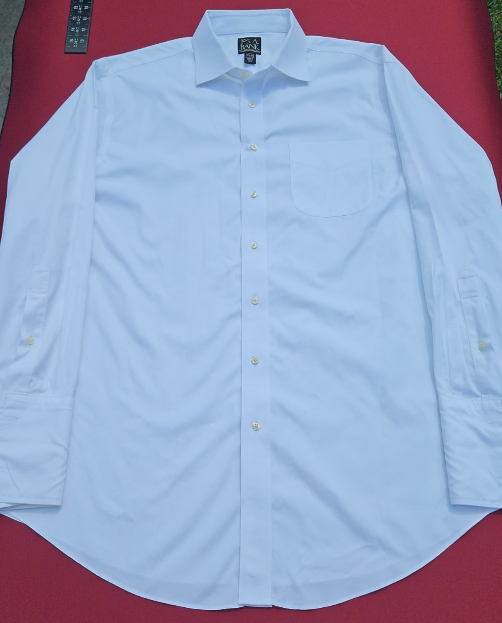 Joseph A Bank Shirt Mens 17.5 34 White Solid Traveler Long Sleeve Button Up 100% Joseph A Bank Shirt Mens 17.5 34 White Solid Traveler Long Sleeve Button Up 100%