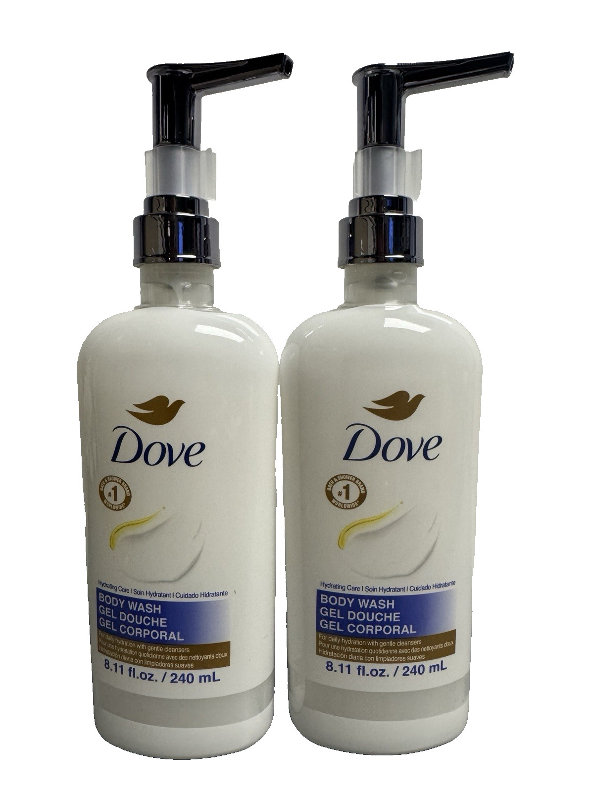 2 PACK Dove PRO Hydrating Care Body Wash 8.11 oz/240 ml Hotel Pump Bottles