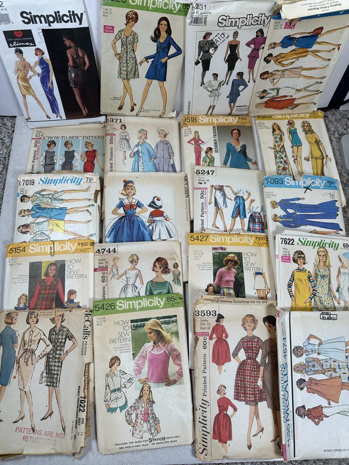 26 VTG 1960s-1980s Women’s & Teen Sewing Pattern Lot Simplicity McCall’s
