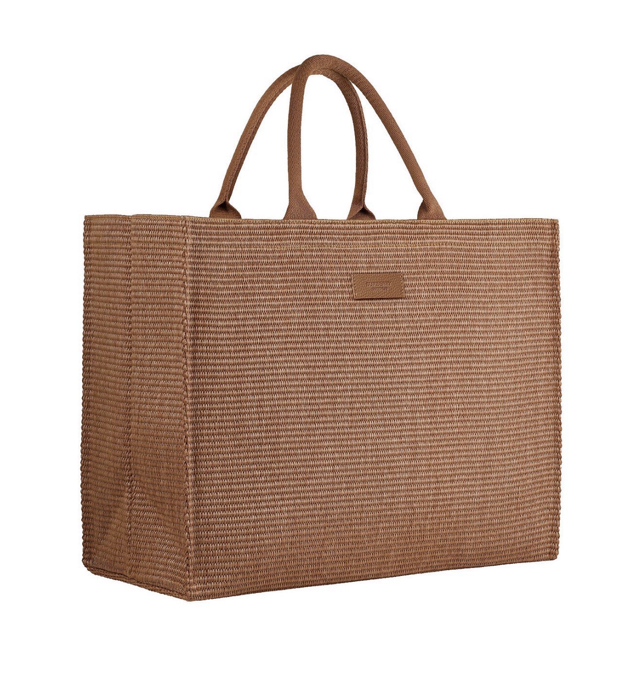 BURBERRY Woven Tote Beach Bag in Brown / Beige Stylish Everyday Carry NEW