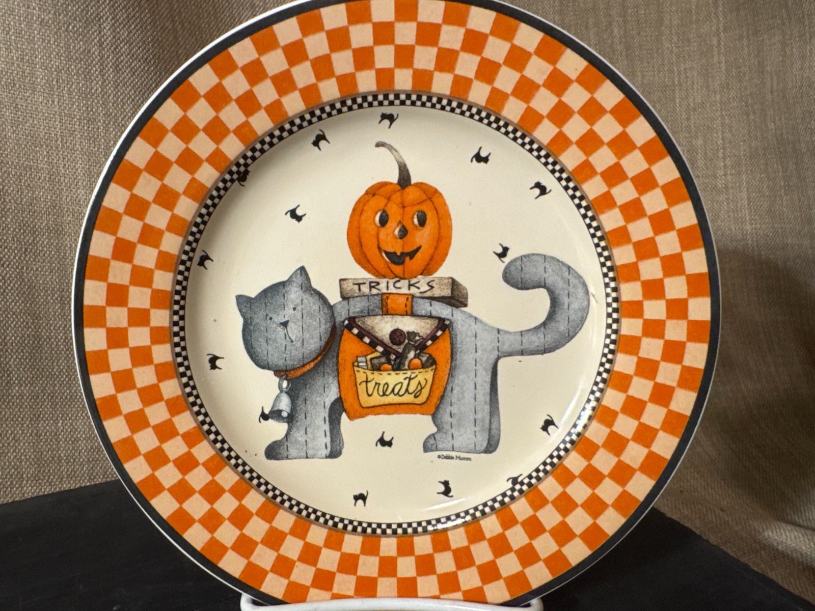 Vintage Debbie Mumm Brown Cat Halloween 2000 Salad 8\ Vintage Debbie Mumm Brown Cat Halloween 2000 Salad 8\