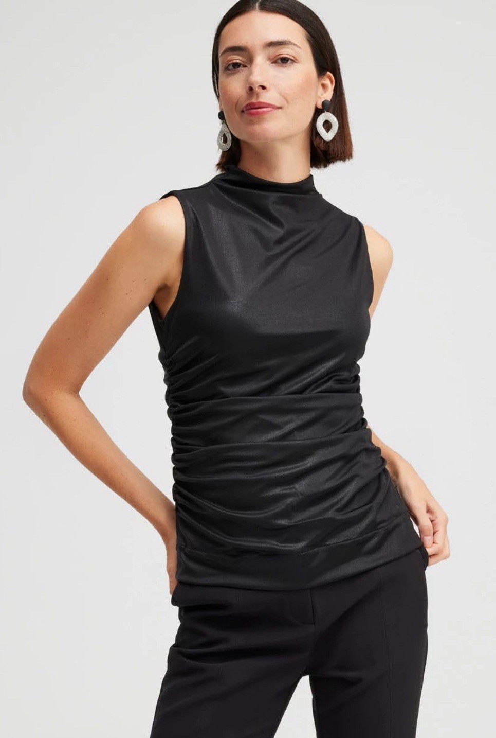 Chico’s Black Label Size XL Gathered Knit Top (Metallic Black) Chico’s Black Label Size XL Gathered Knit Top (Metallic Black)