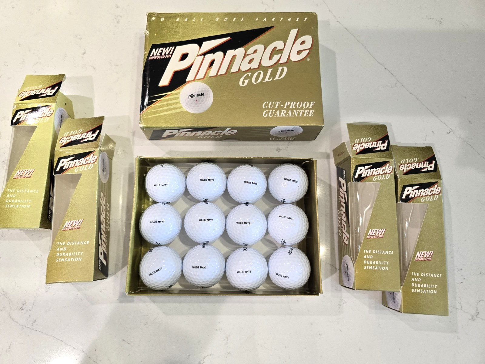 VINTAGE WILLIE MAYS PINNACLE GOLD DOZEN GOLF BALLS 1985 PERSONAL COLLECTION VINTAGE WILLIE MAYS PINNACLE GOLD DOZEN GOLF BALLS 1985 PERSONAL COLLECTION