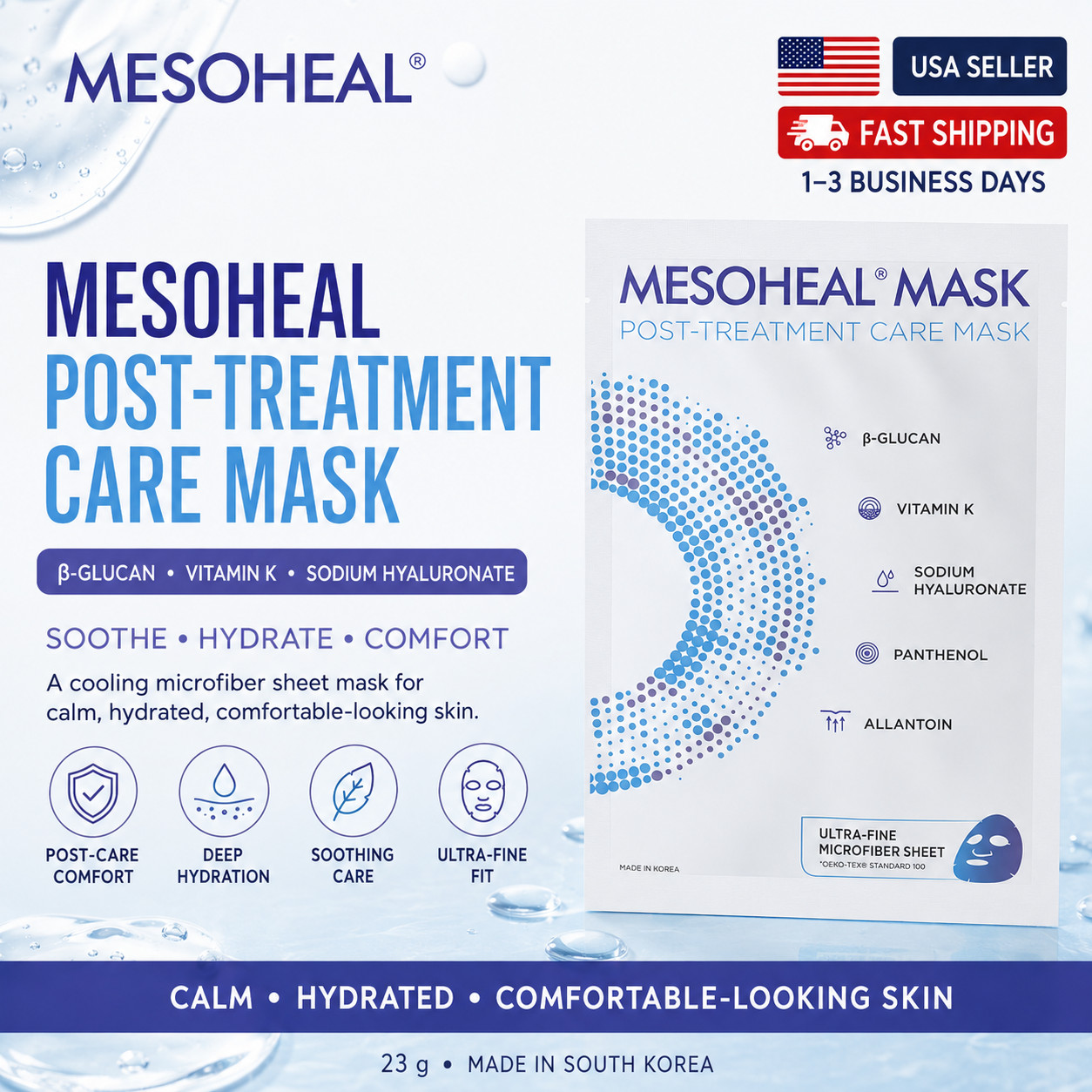 Mesoheal Mesotherapy Post-Treatment Care Mask Deeply Hydrate, Calm, Repair Skin