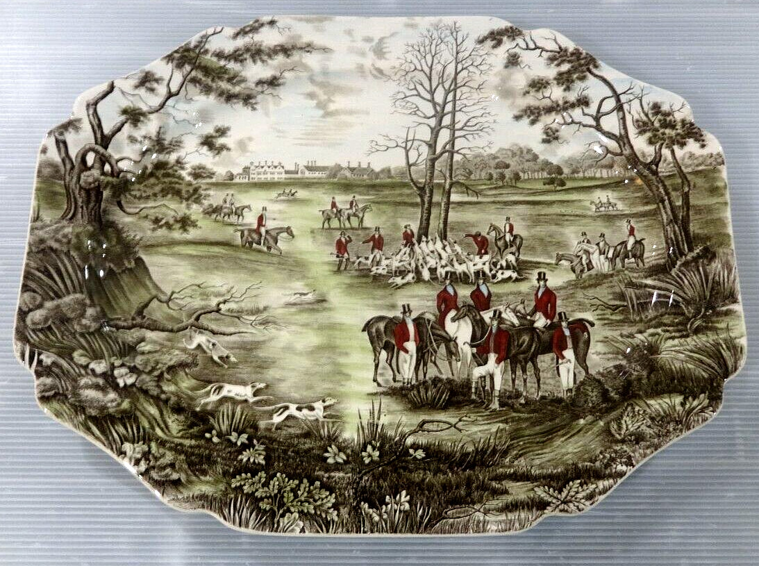 VINTAGE and SCARCE-JOHNSON BROTHERS--TALLY HO--LARGE HOLIDAY PLATTER-\