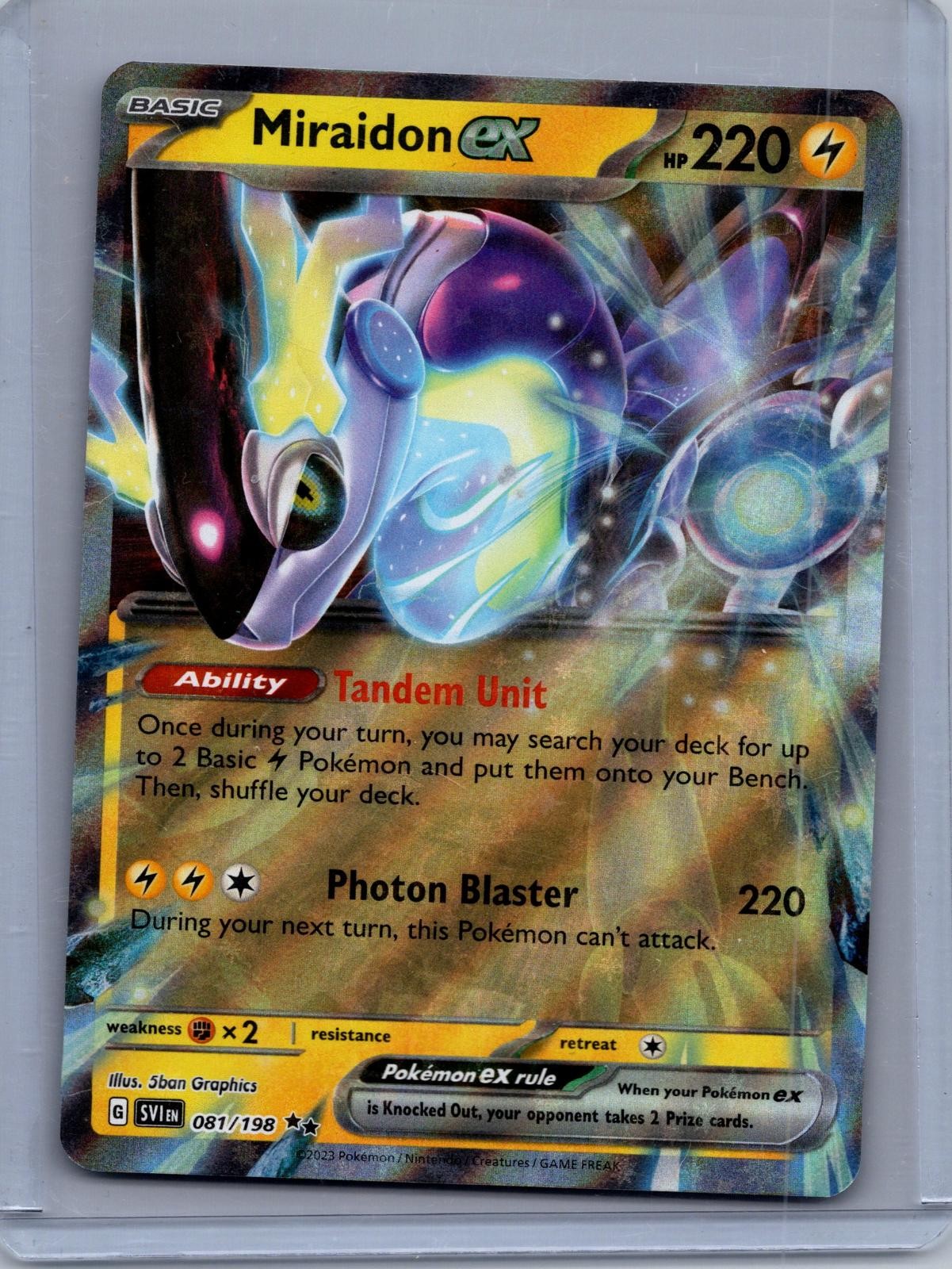 Miraidon ex 081/198 Ultra Rare Scarlet & Violet Pokemon Holo Near Mint Miraidon ex 081/198 Ultra Rare Scarlet & Violet Pokemon Holo Near Mint