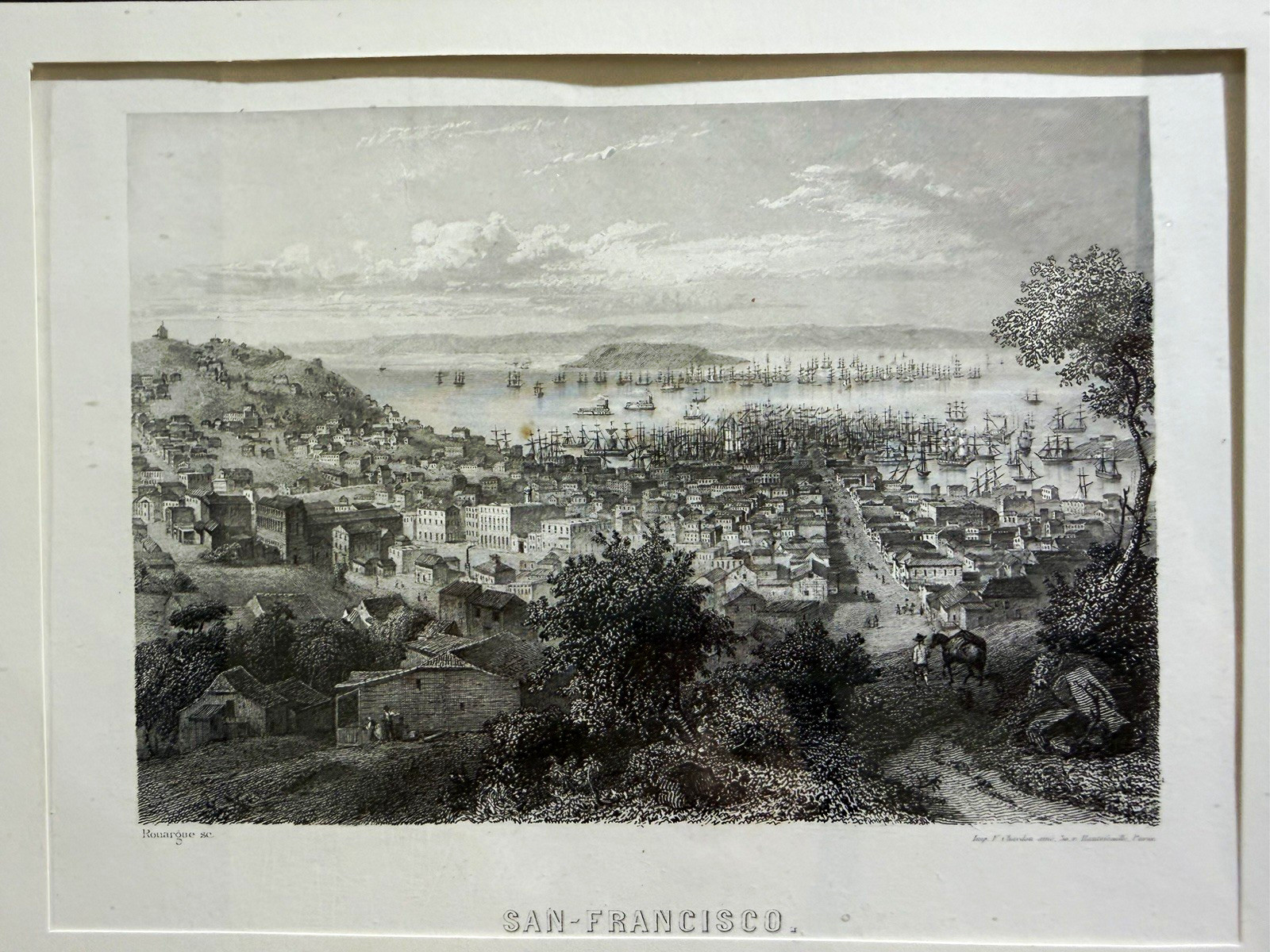 Antique c1855-60 San Francisco Rouargue Steel Engraving Furne Paris CA