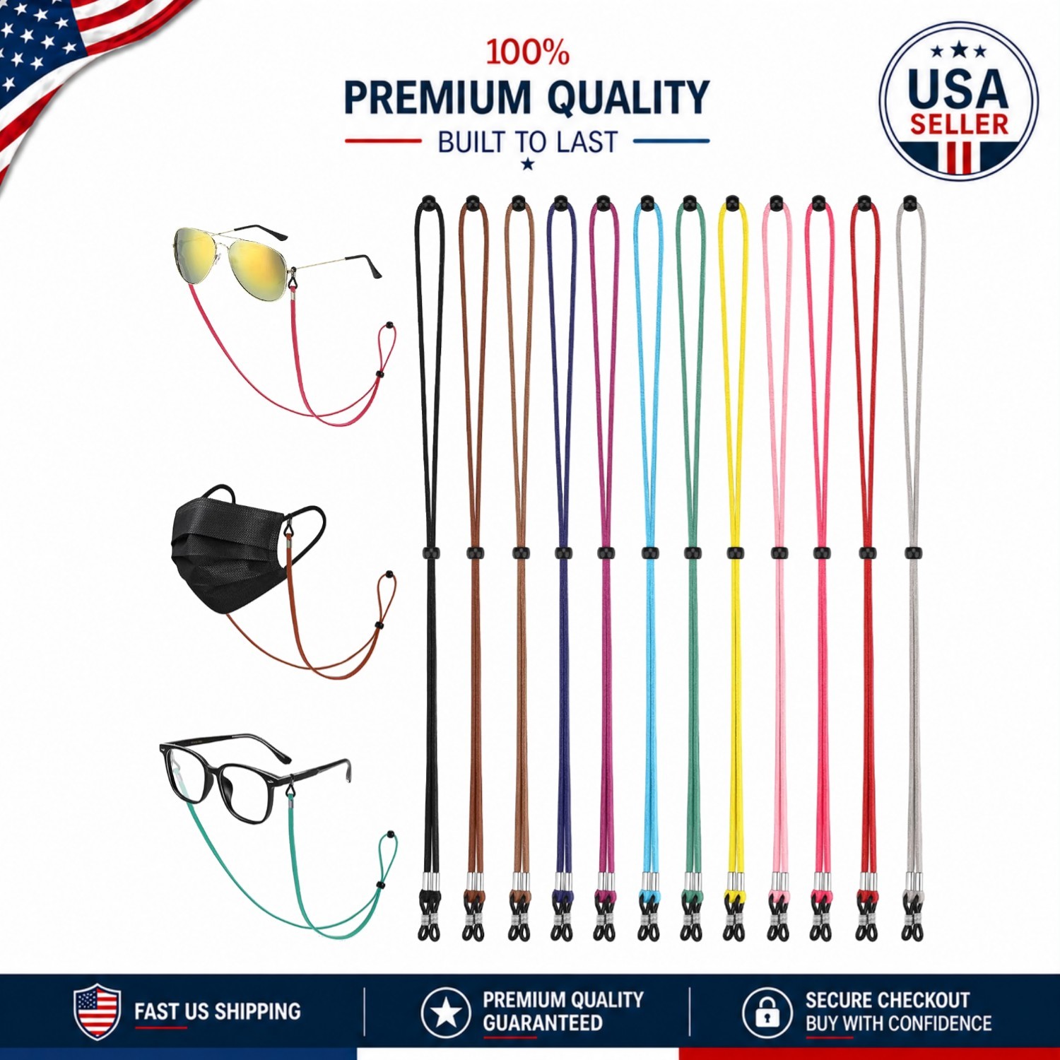 Versatile 12-Piece Colorful Glasses Strap Set - Keep Eyewear Secure Anywhere Versatile 12-Piece Colorful Glasses Strap Set - Keep Eyewear Secure Anywhere