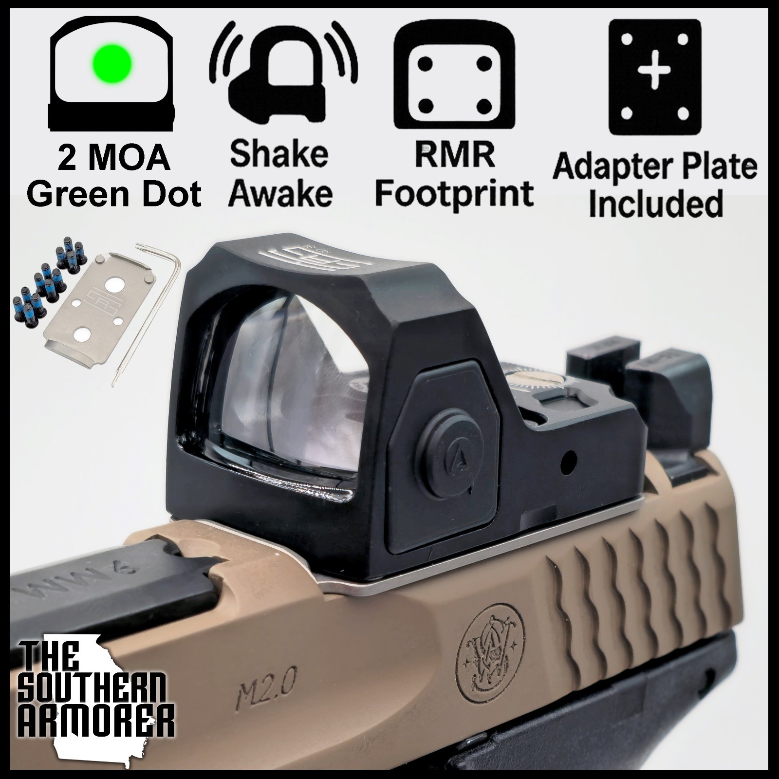 Green Dot Shake Awake Optic Sight RMR Footprint + Adapter for M&P® M2.0 CORE
