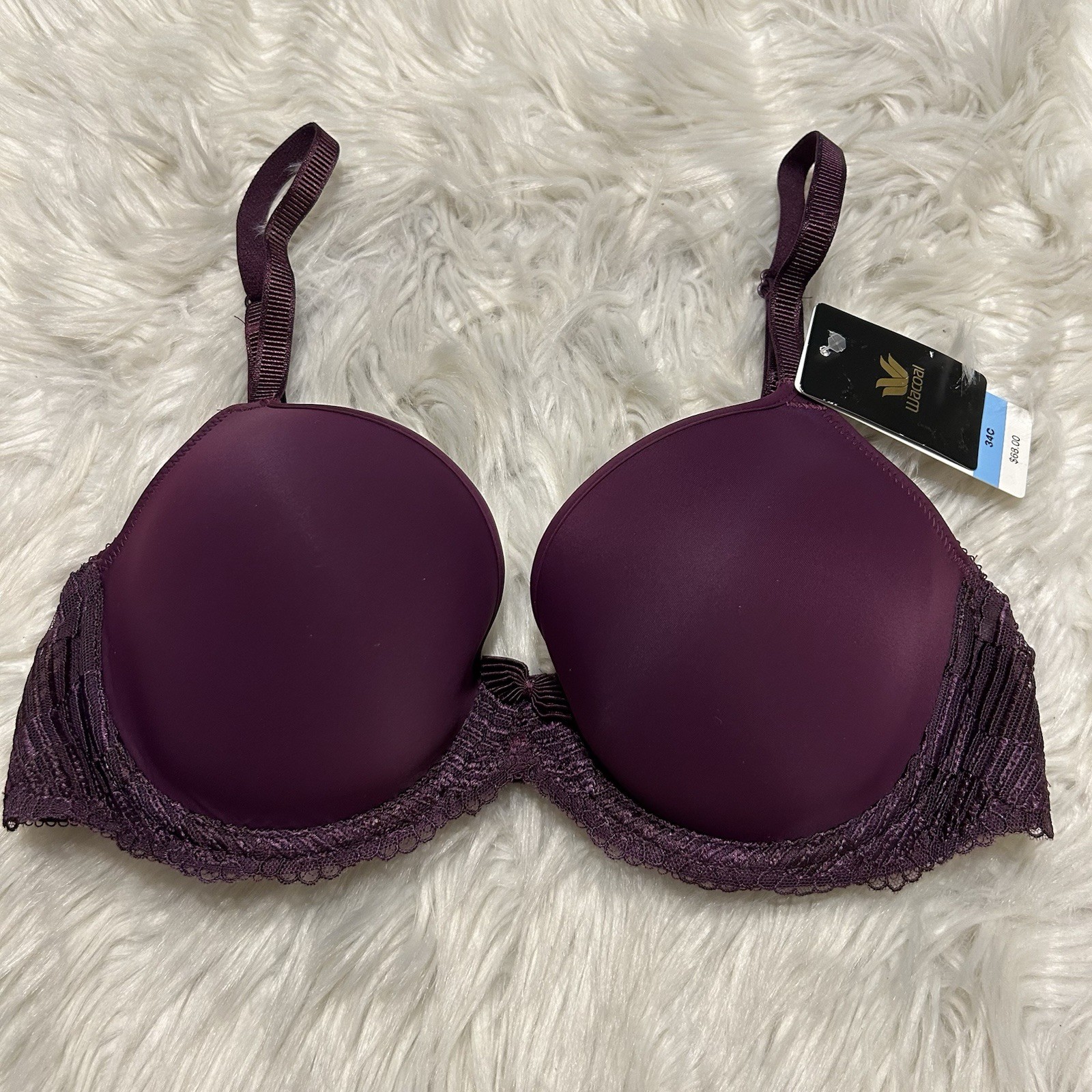 Wacoal 34C Bra Purple La Femme Underwire Lined 853117 Back Closure Bow NEW Wacoal 34C Bra Purple La Femme Underwire Lined 853117 Back Closure Bow NEW