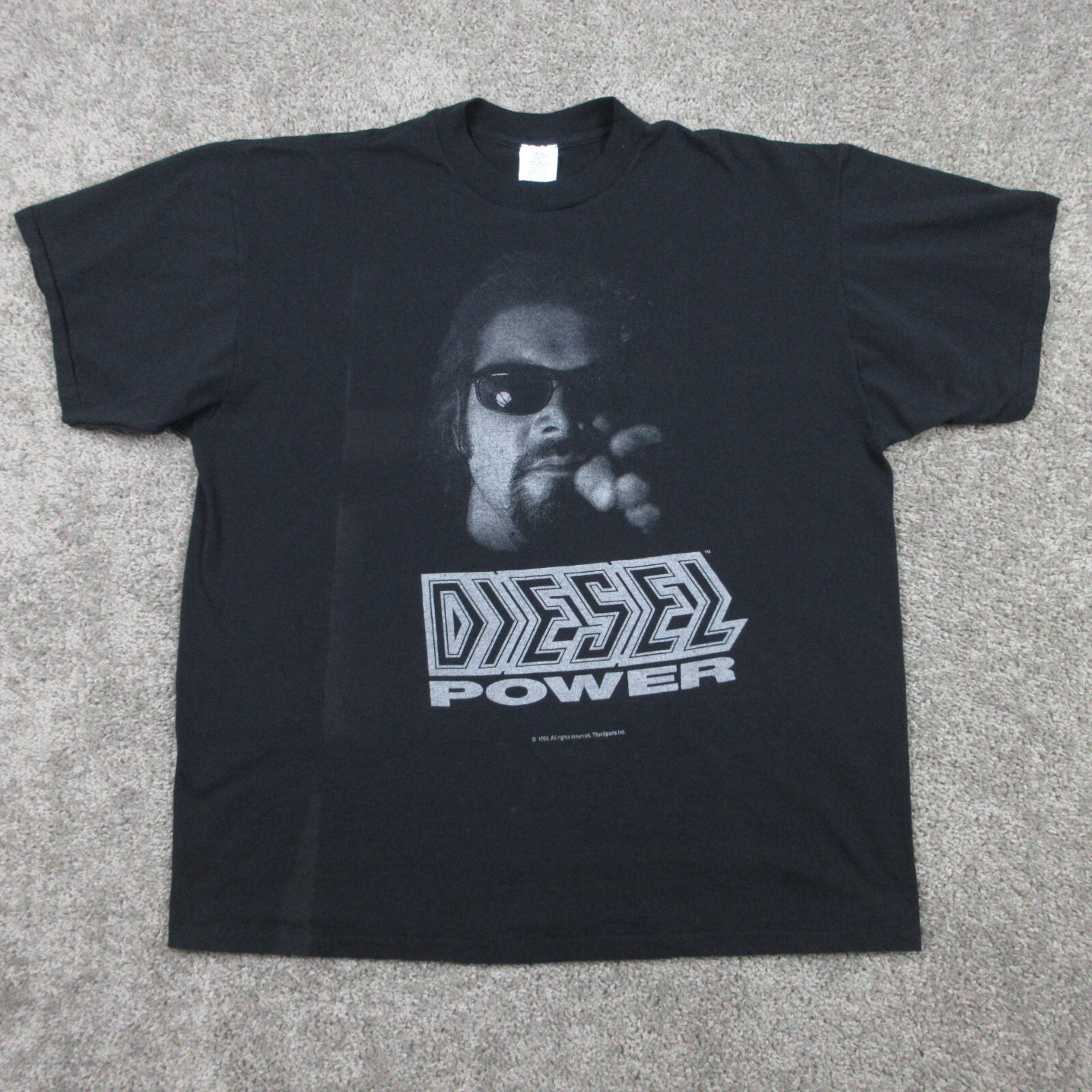 Vintage WWF Shirt Mens 2XL XXL Black Diesel Power Kevin Nash 1995 Titan Sports
