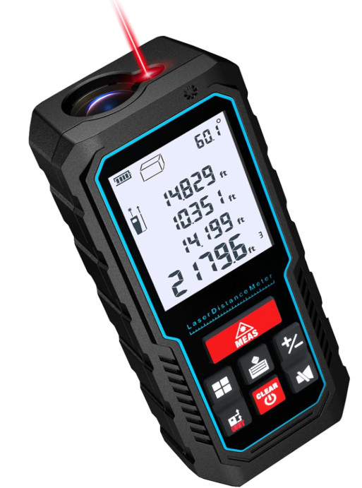 Medidor Láser 393ft 120m Digital Precisión 2mm Área Volumen Pantalla LCD, Nuevo