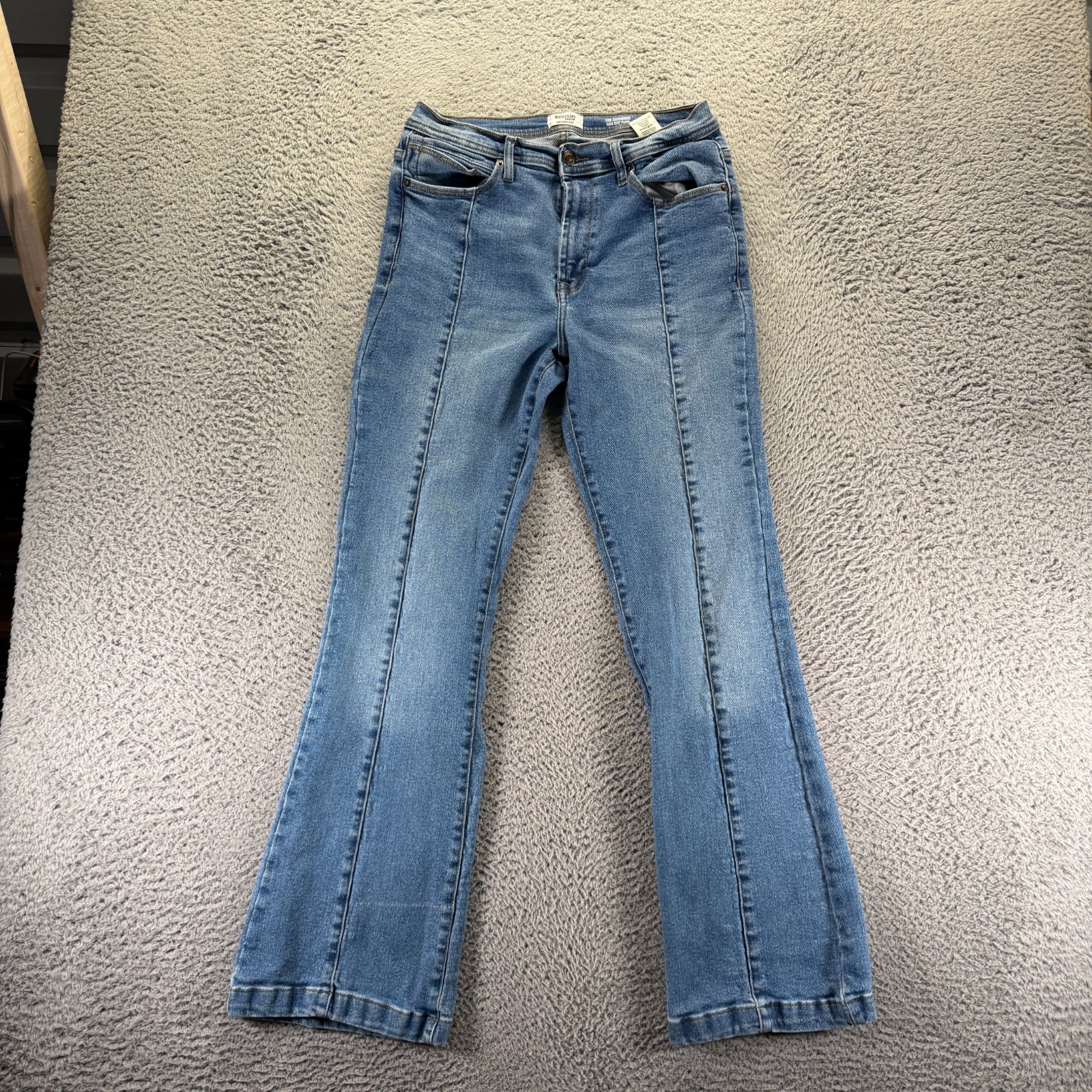 Kensie Vintage Luxe The Savannah Jeans Womens 8 Blue Cotton Denim Flared Hi-Rise