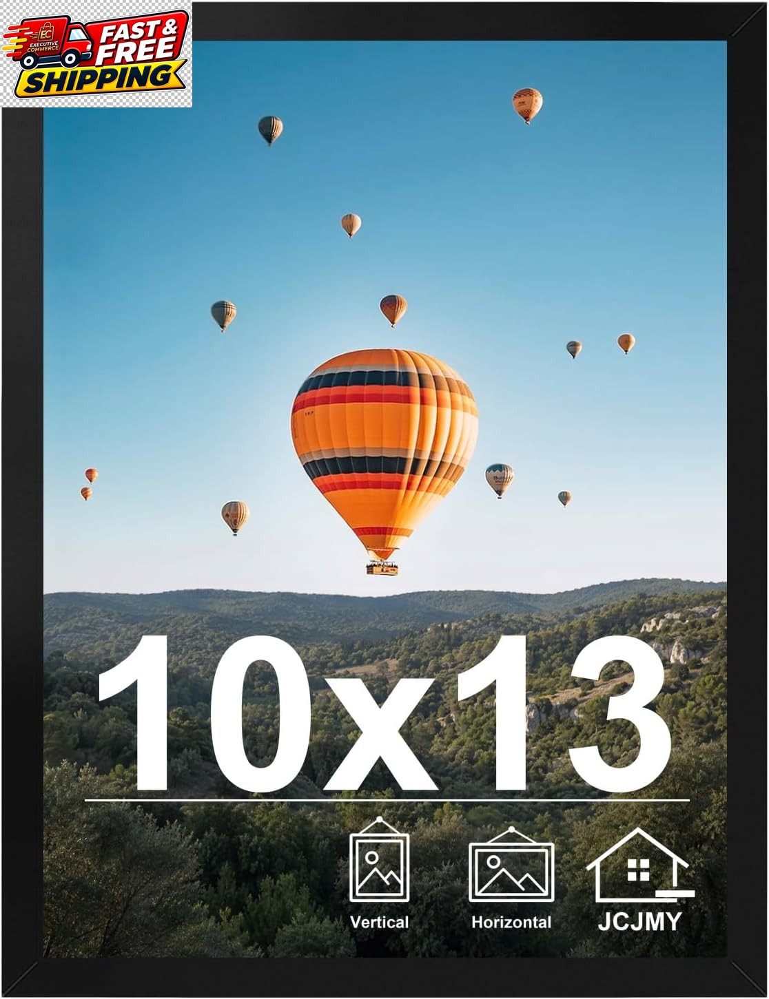 10x13 Black Picture Frame Wall Hanging Gallery Poster Frame Plexiglass