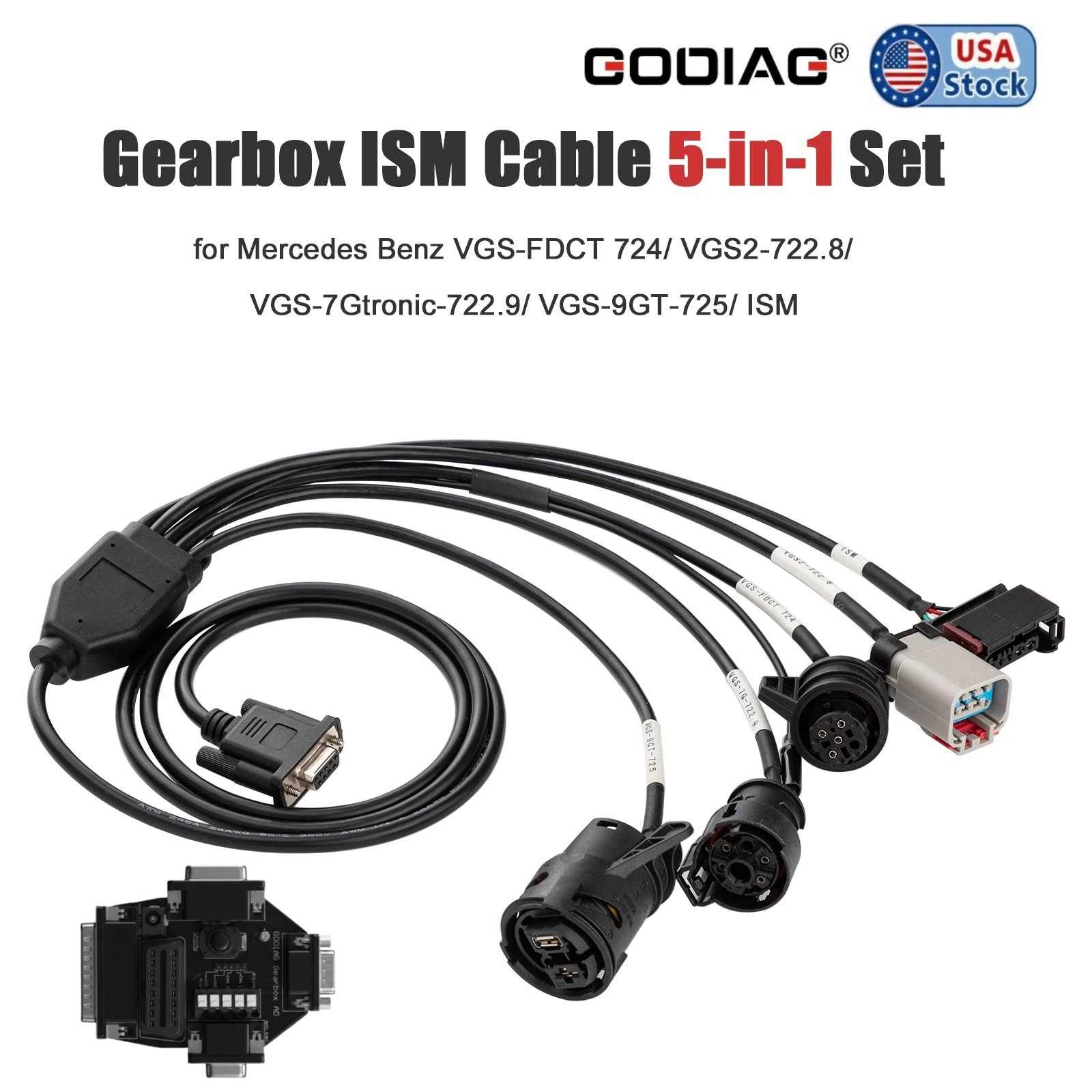 GODIAG Gearbox ISM Cable 5-in-1 Set for Mercedes Benz VGS-FDCT 724/ VGS2-722.8