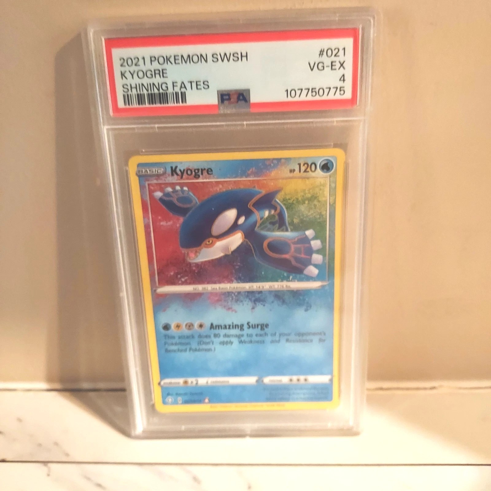 2021 Pokemon SWSH Kyogre Shining Fates Card #021 Graded PSA 4 VG-EX Pokémon Card 2021 Pokemon SWSH Kyogre Shining Fates Card #021 Graded PSA 4 VG-EX Pokémon Card