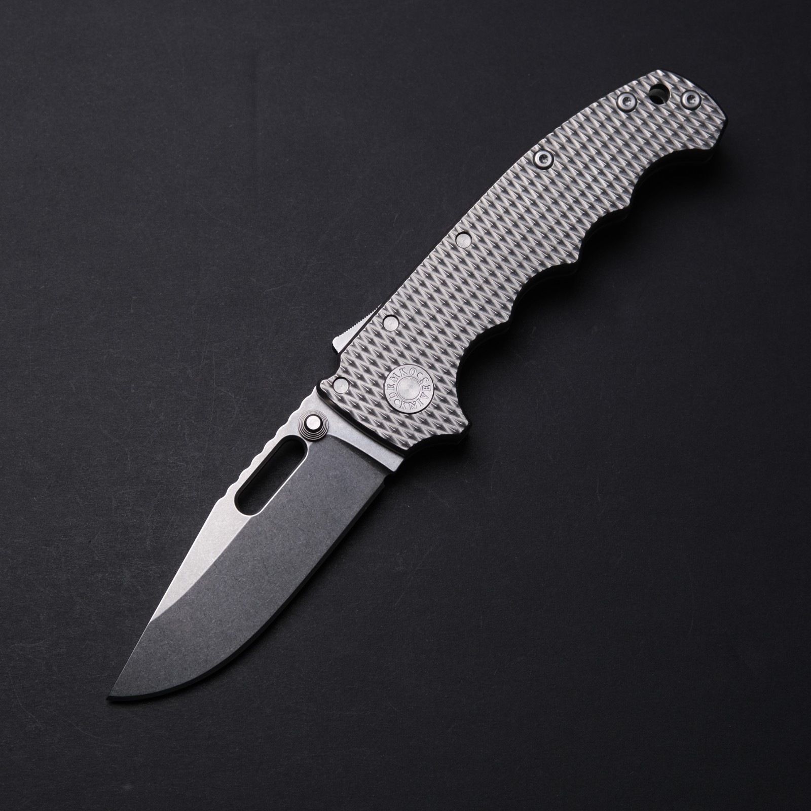 Demko Knives AD20 Full Width FG1 - Textured Ti / Clip Point 3V Blade Demko Knives AD20 Full Width FG1 - Textured Ti / Clip Point 3V Blade