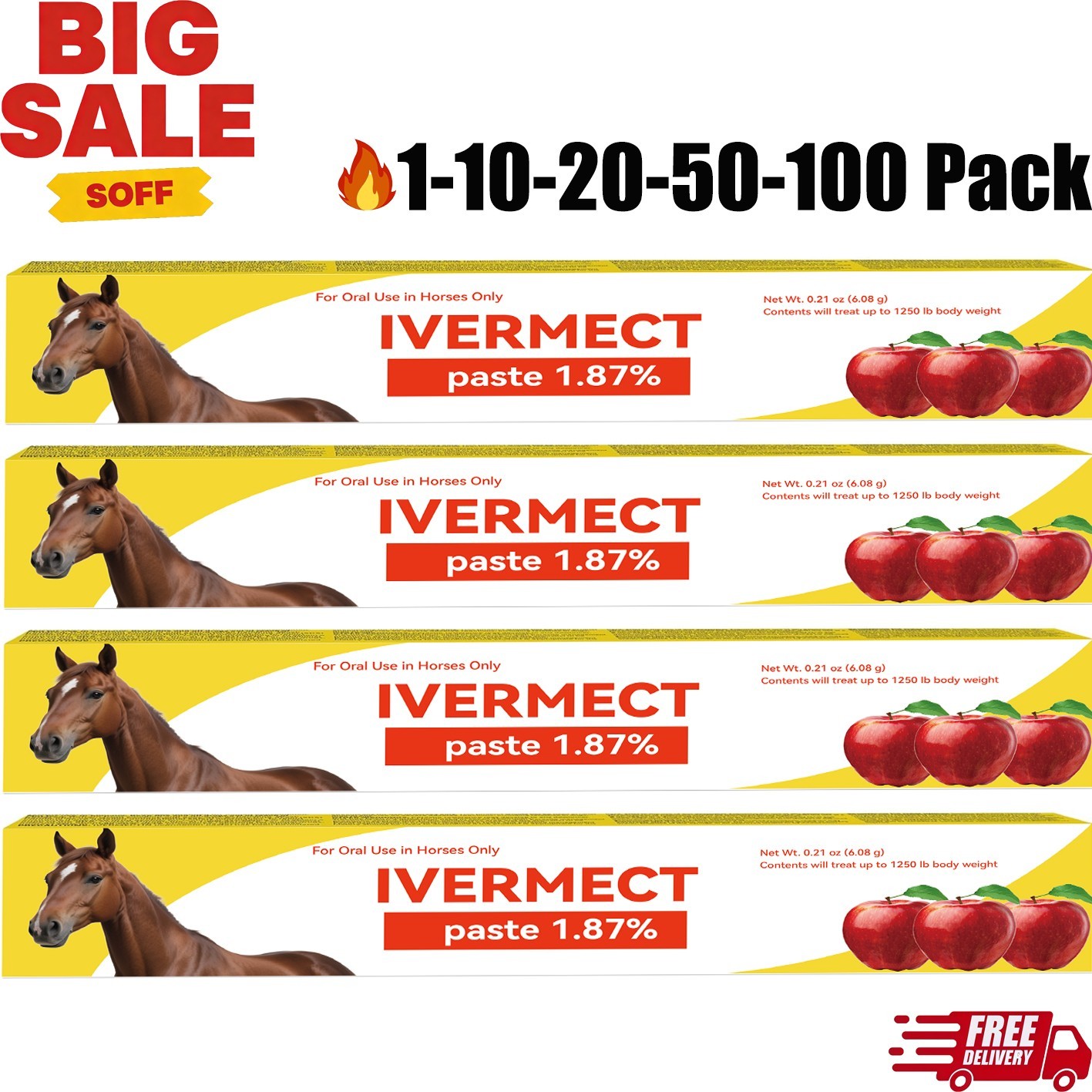 New Paste Wormer Horse Dewormer Apple Flavor US  EXP 1/2028