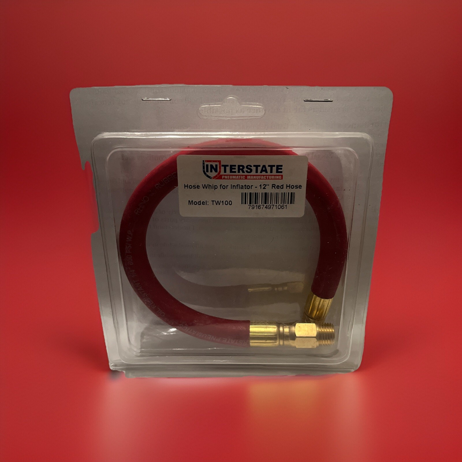 Interstate Pneumatics TW100 12 Inch Red Hose Whip for Inflator Interstate Pneumatics TW100 12 Inch Red Hose Whip for Inflator