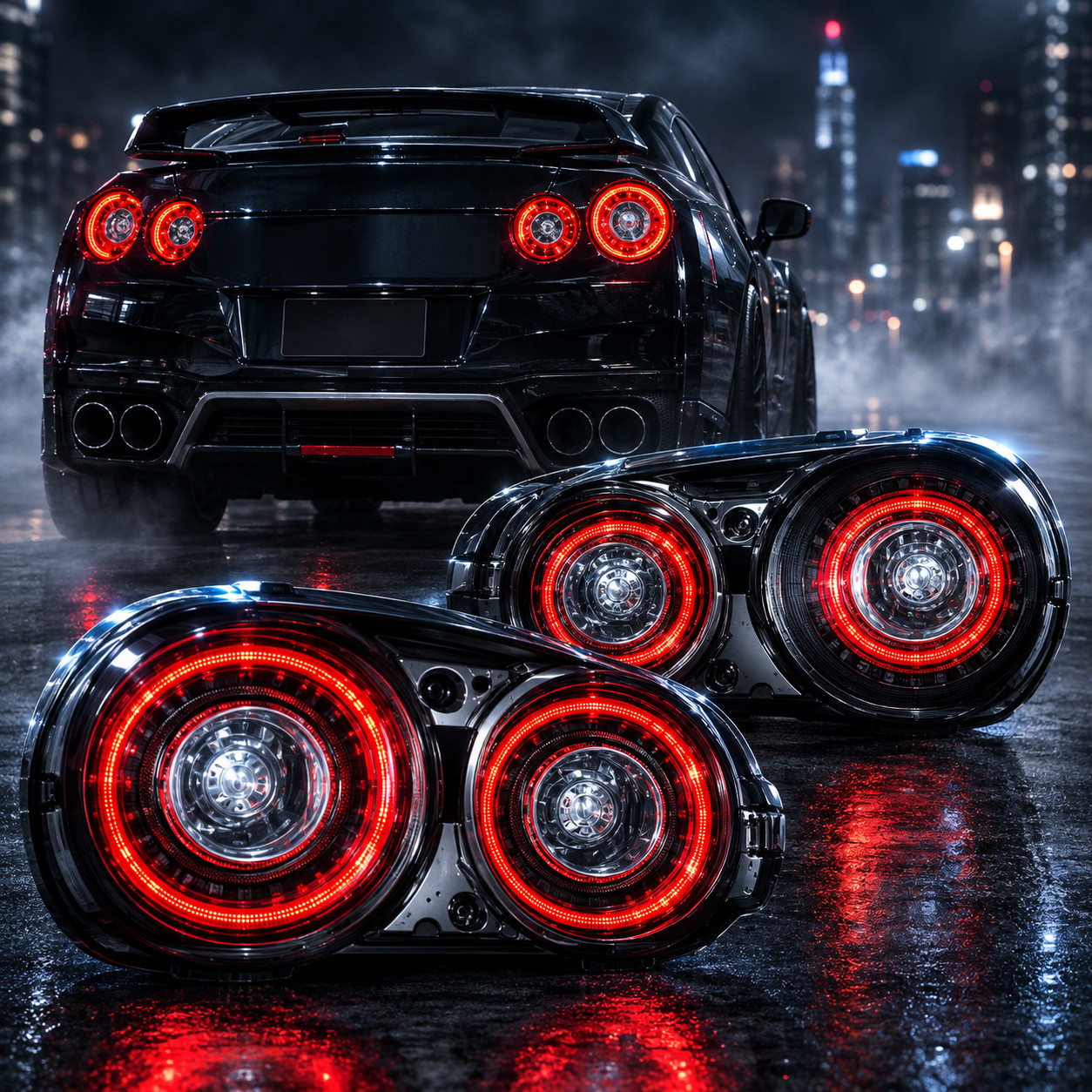 Tail Lights For 2008-2026 Nissan GTR R35 LED Red Sequential Rear Brake Lamp Set