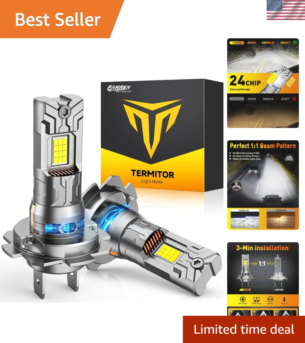 2026 Upgraded H7 light Bulb 40000LM 900% Brighter 6500K White Super Bright, 1...