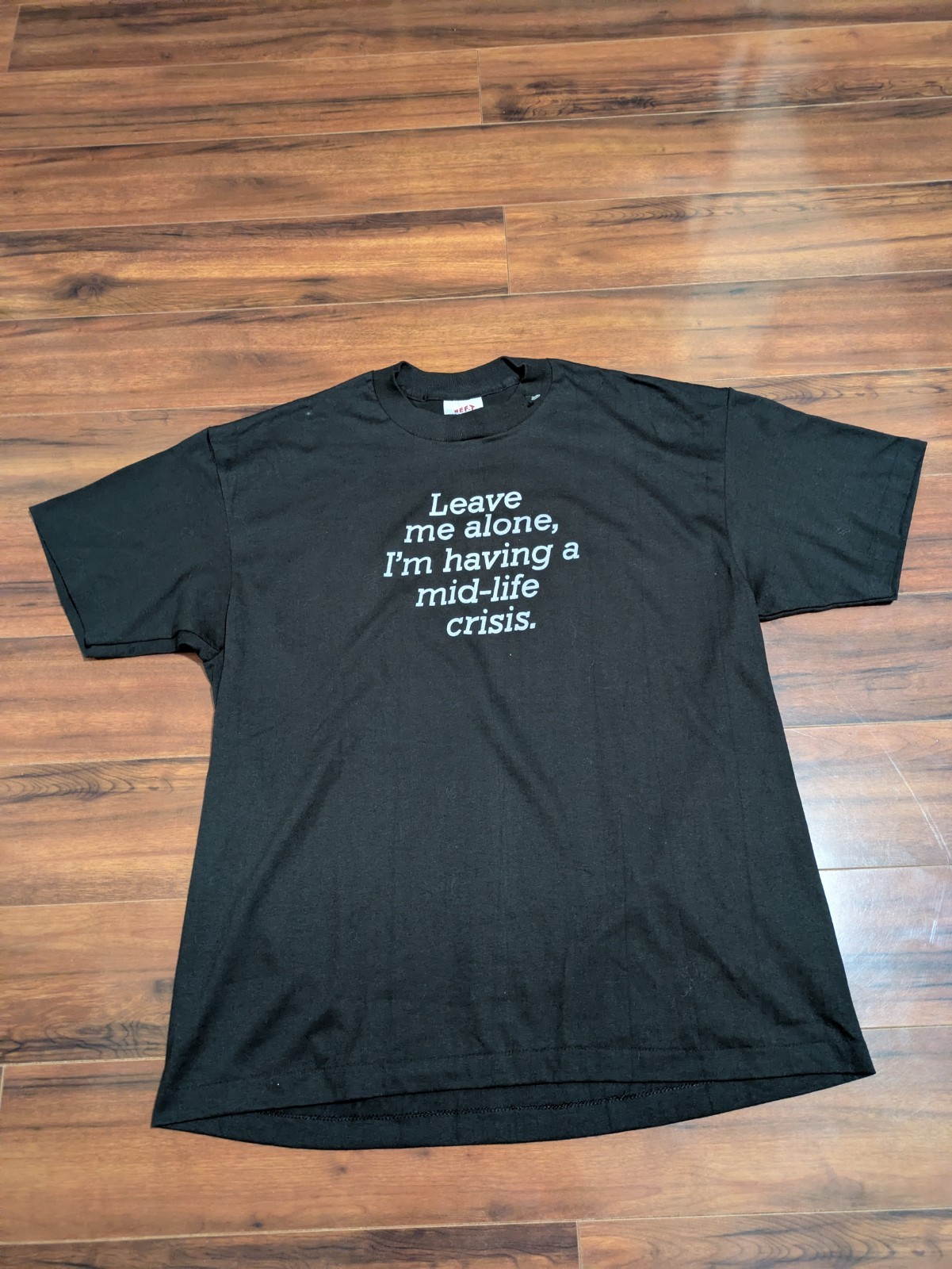 Vintage \'80S Midlife Crisis Parody T-shirt Black Single Stitched USA Men\'s XL Vintage \'80S Midlife Crisis Parody T-shirt Black Single Stitched USA Men\'s XL