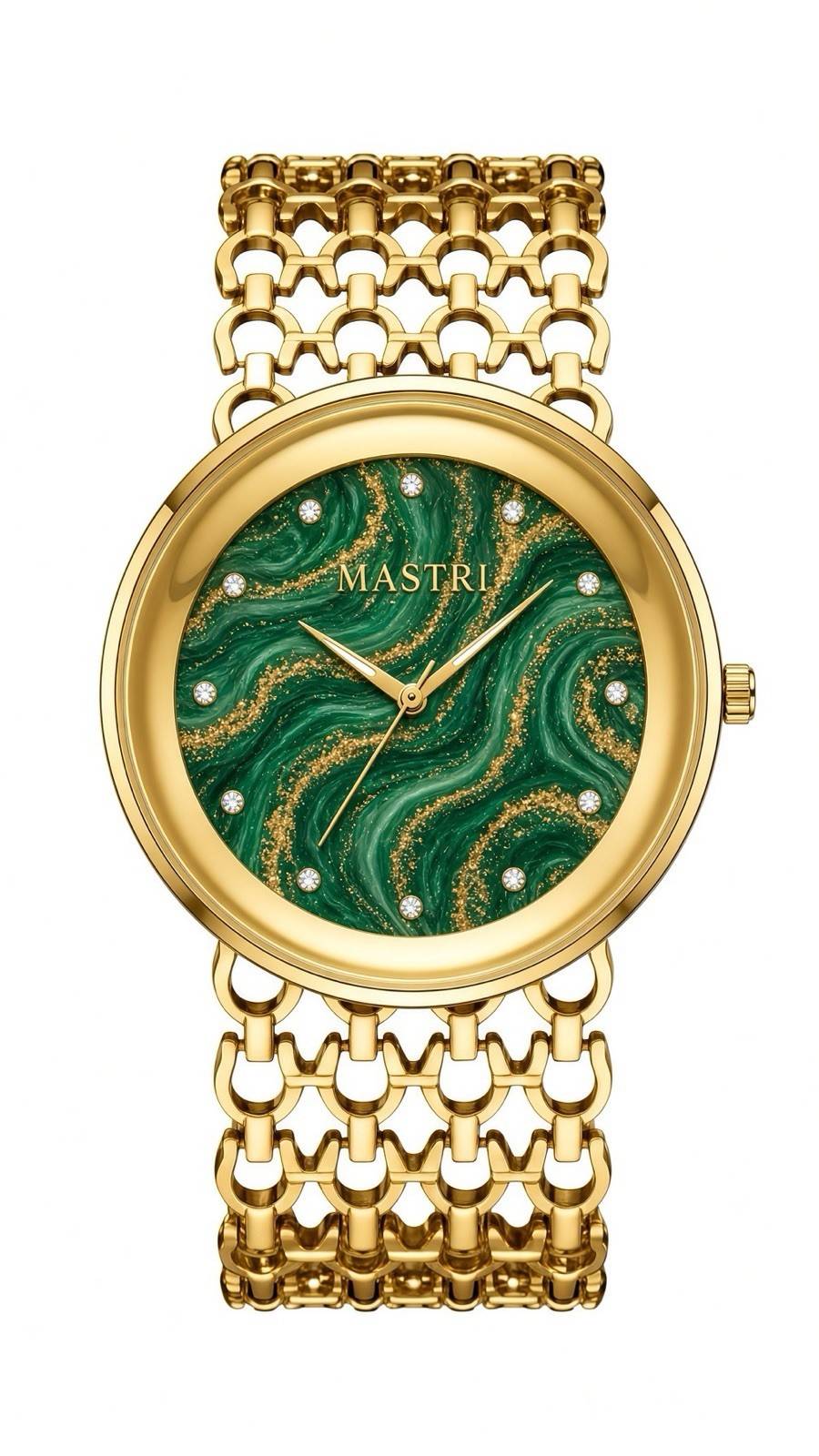 MASTRI Women\'s Watch Gold Tone GREEN TEXTURE DIAL MASTRI Women\'s Watch Gold Tone GREEN TEXTURE DIAL