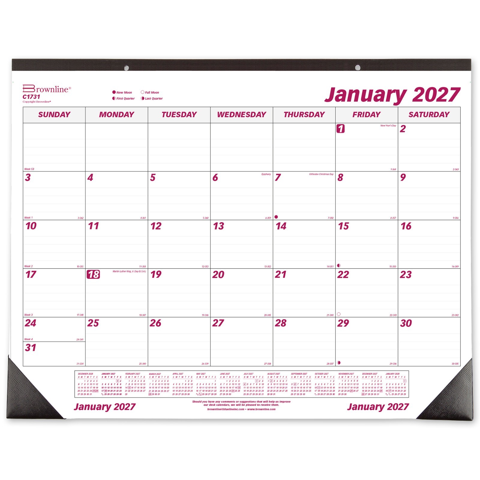 2027 Brownline C1731 Desk Pad Calendar, 17 x 22