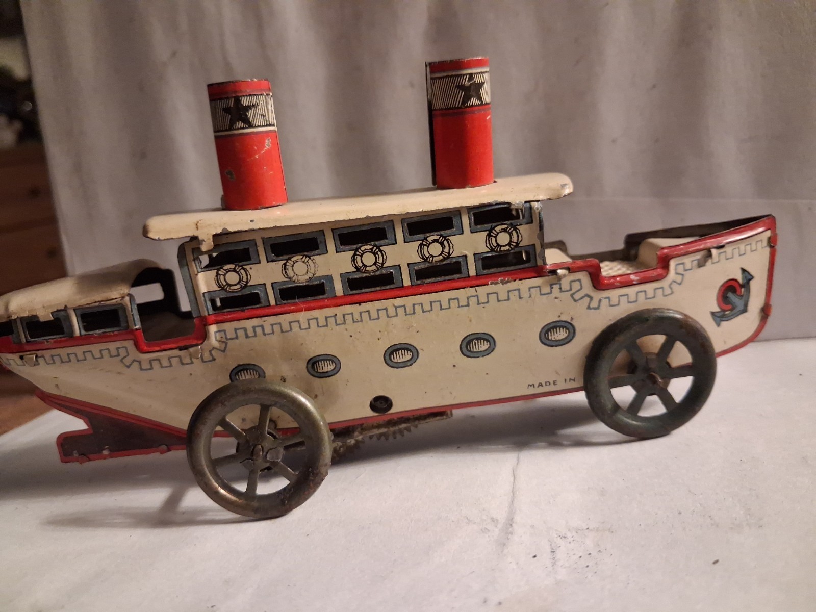 Antique German Tin Litho W_,u Liner Works Vg Antique German Tin Litho W_,u Liner Works Vg