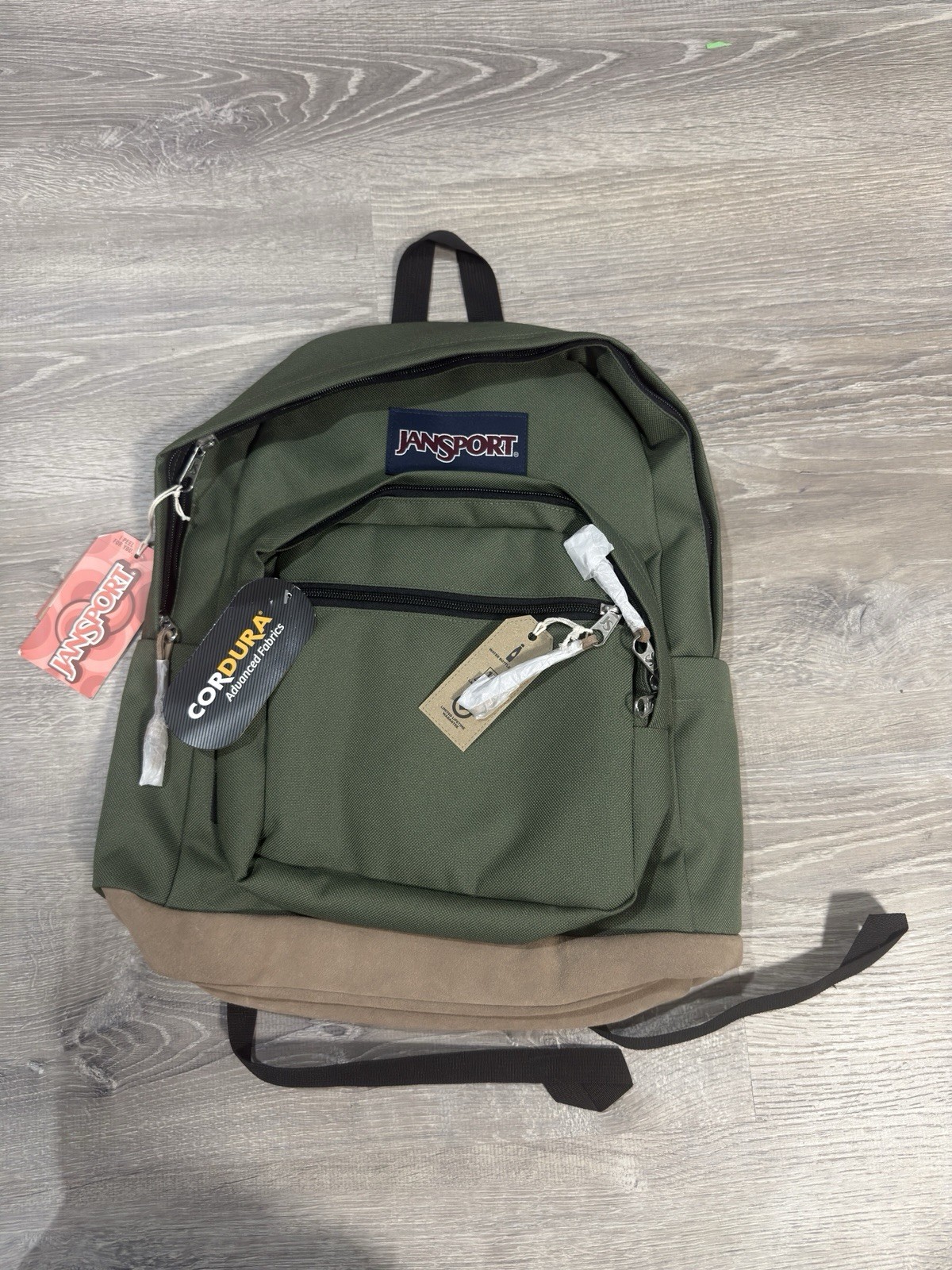 JanSport Right Pack Backpack Premium Cordura Fabric Suede Bottom Cargo Green NWT JanSport Right Pack Backpack Premium Cordura Fabric Suede Bottom Cargo Green NWT