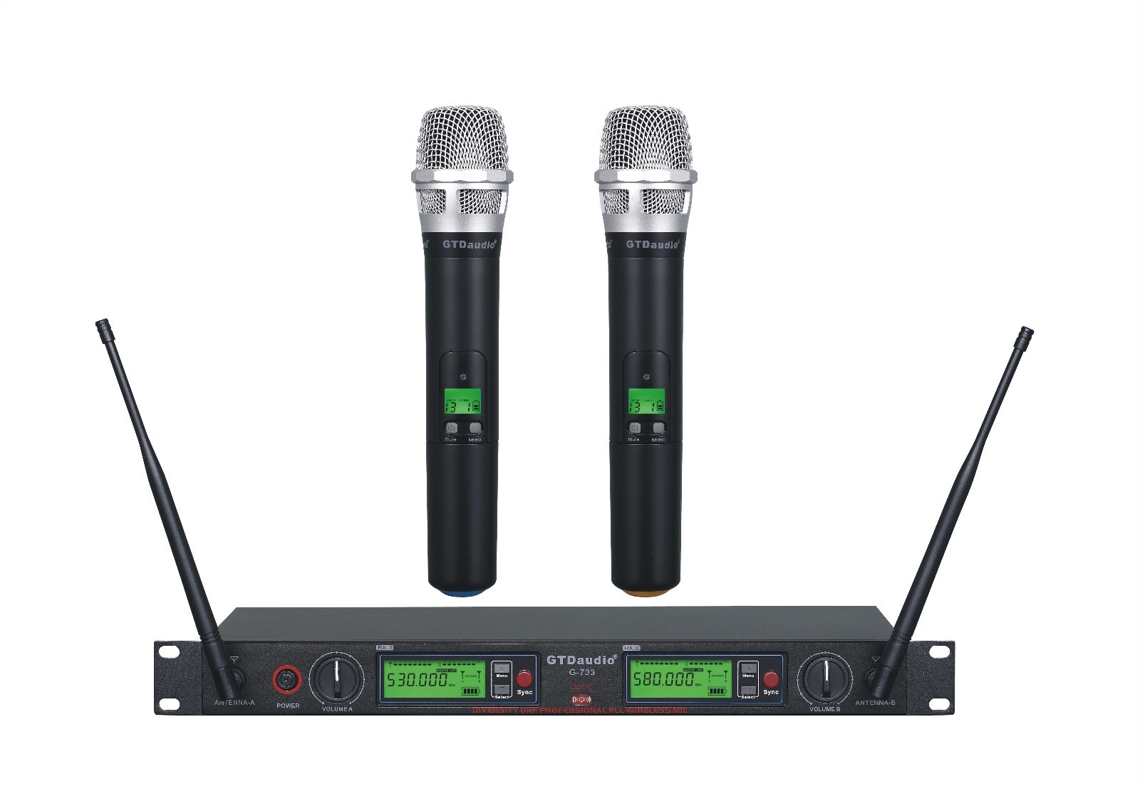GTD Audio 2x800 Channel UHF Diversity Wireless Microphone Mic System 733H GTD Audio 2x800 Channel UHF Diversity Wireless Microphone Mic System 733H