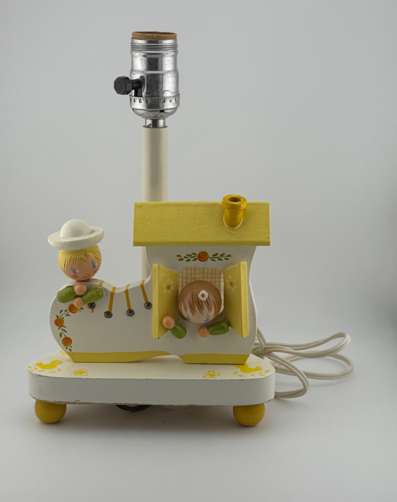 Vintage Wooden Nursery Rhyme Lamp In The Shoe Kids Works 