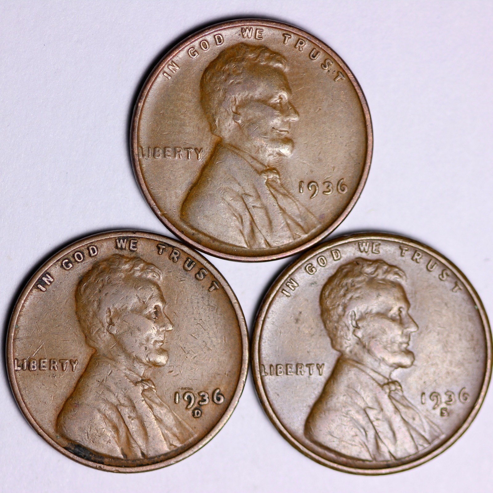 1936 + 1936-D + 1936-S  Lincoln Wheat Cents LOWEST PRICES ON THE BAY FREE S/H