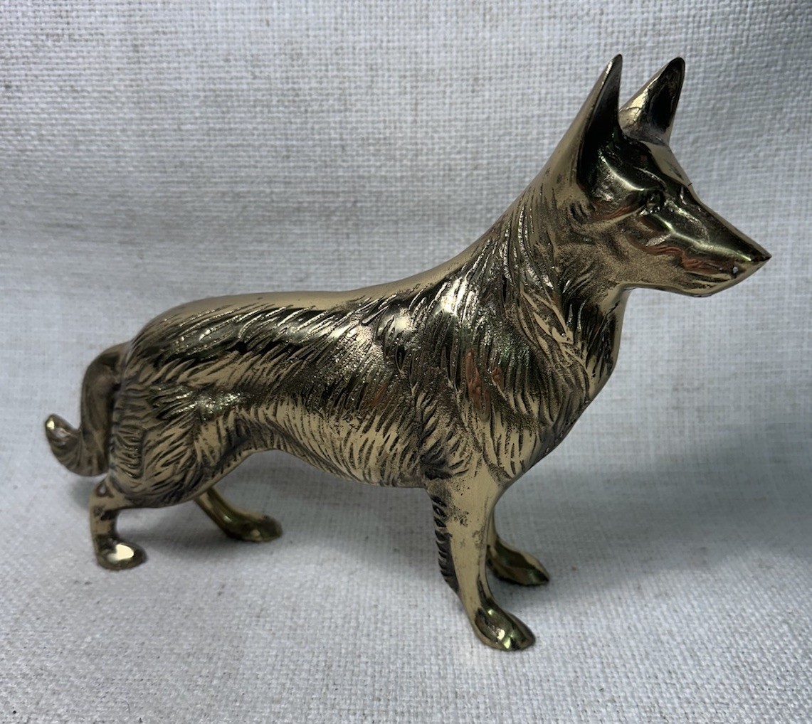 Vintage Brass German Shepherd Dog Figurine Made in Korea Decor 7.5” Tall 10” L Vintage Brass German Shepherd Dog Figurine Made in Korea Decor 7.5” Tall 10” L
