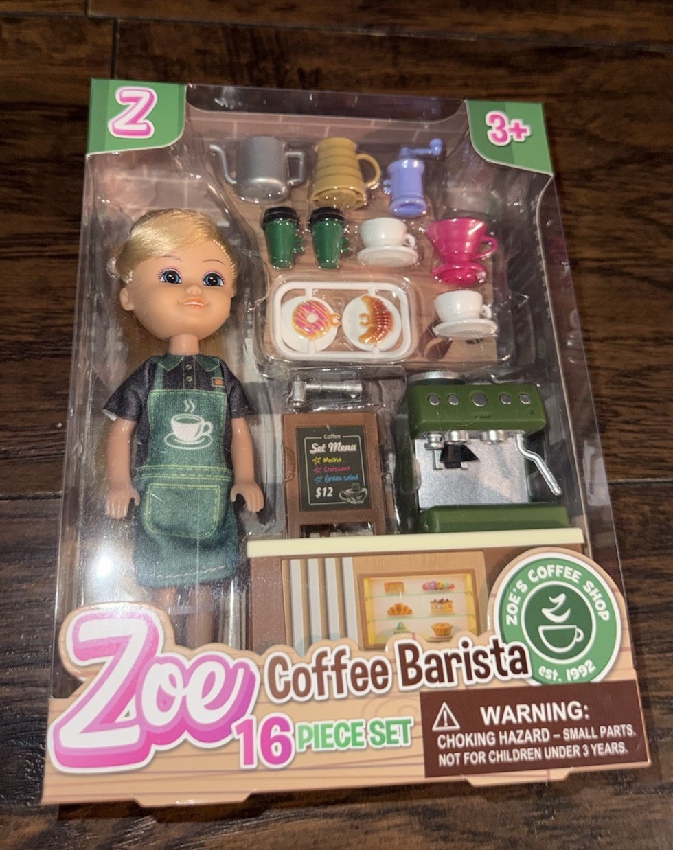 Zoe Coffee Barista Doll 16 Piece Playset Coffee Machine Cafe Accessories New