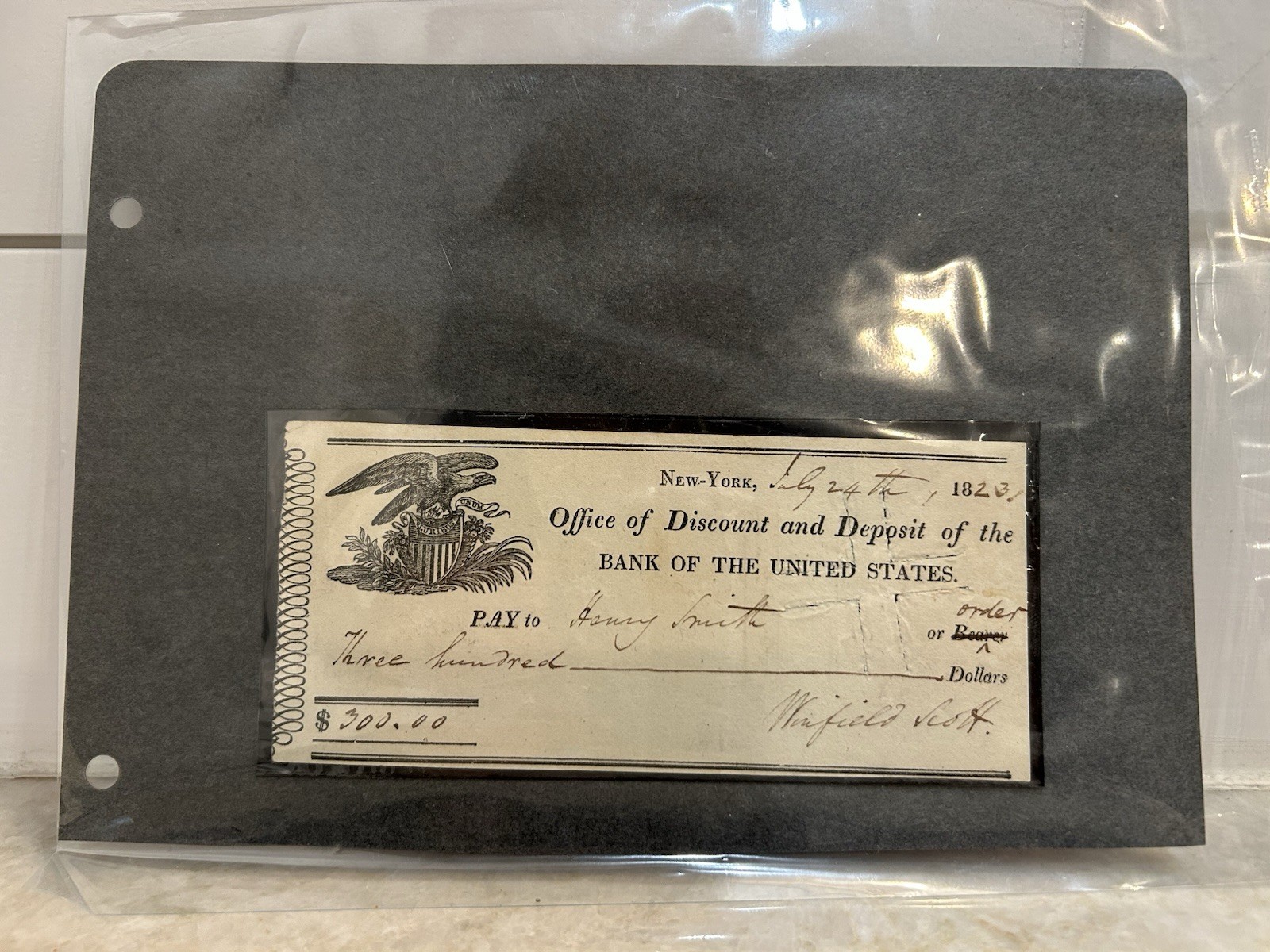 Winfield Scott Autographed Check 1823 Civil War Soldier Signed