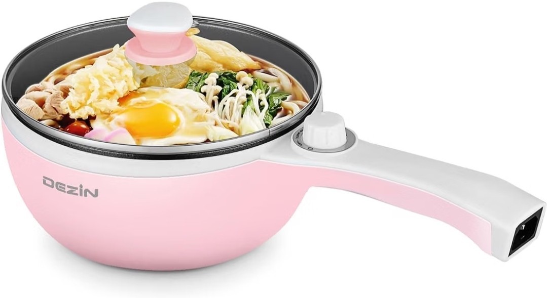 Dezin 1.5L Electric Hot Pot Nonstick Sauté Pan Portable Ramen Cooker w/ Power Co Dezin 1.5L Electric Hot Pot Nonstick Sauté Pan Portable Ramen Cooker w/ Power Co