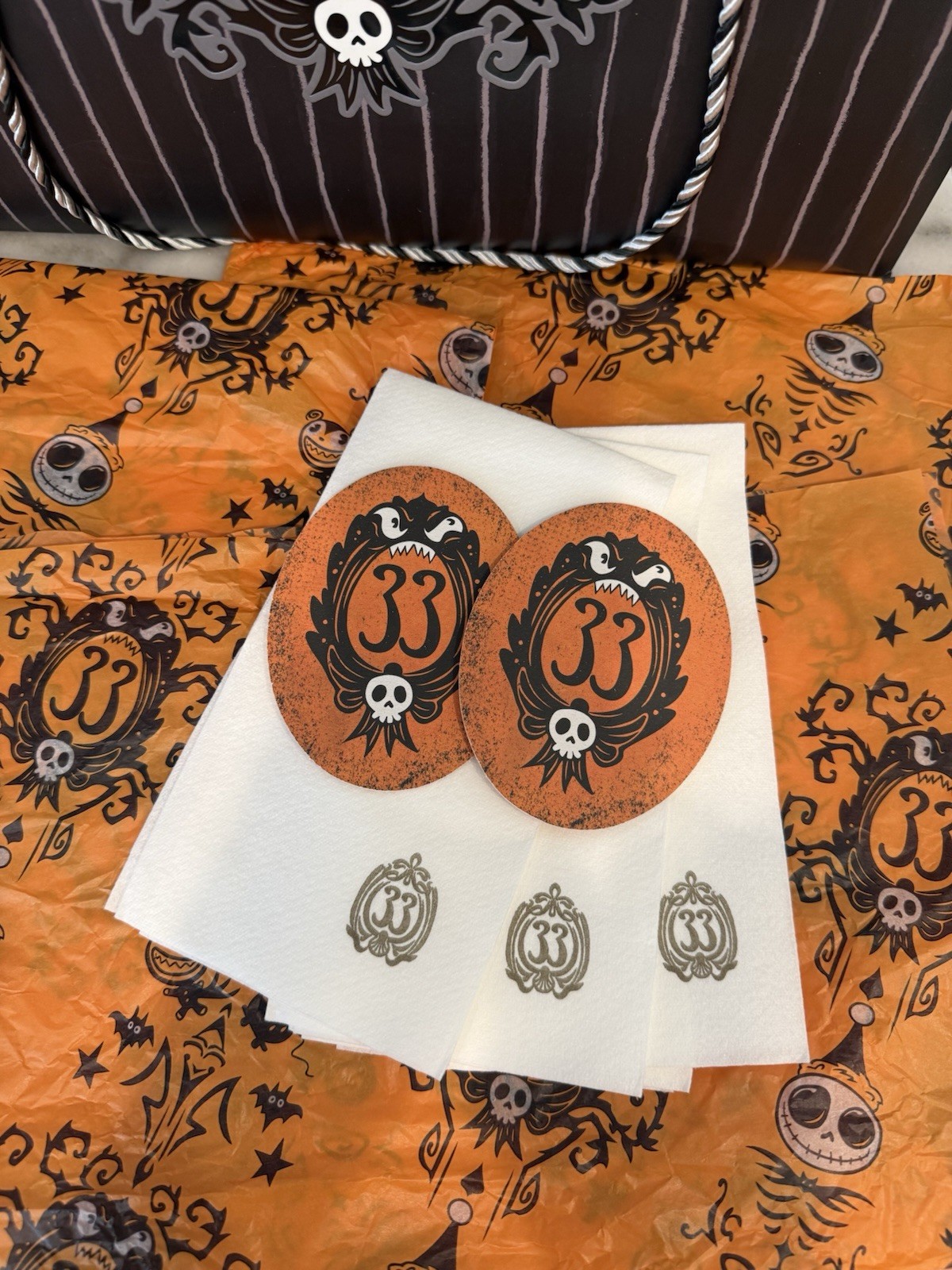 2026 Disneyland Club 33 Set of Six 33 Napkins, Two Halloween Coasters & Tissue 2026 Disneyland Club 33 Set of Six 33 Napkins, Two Halloween Coasters & Tissue