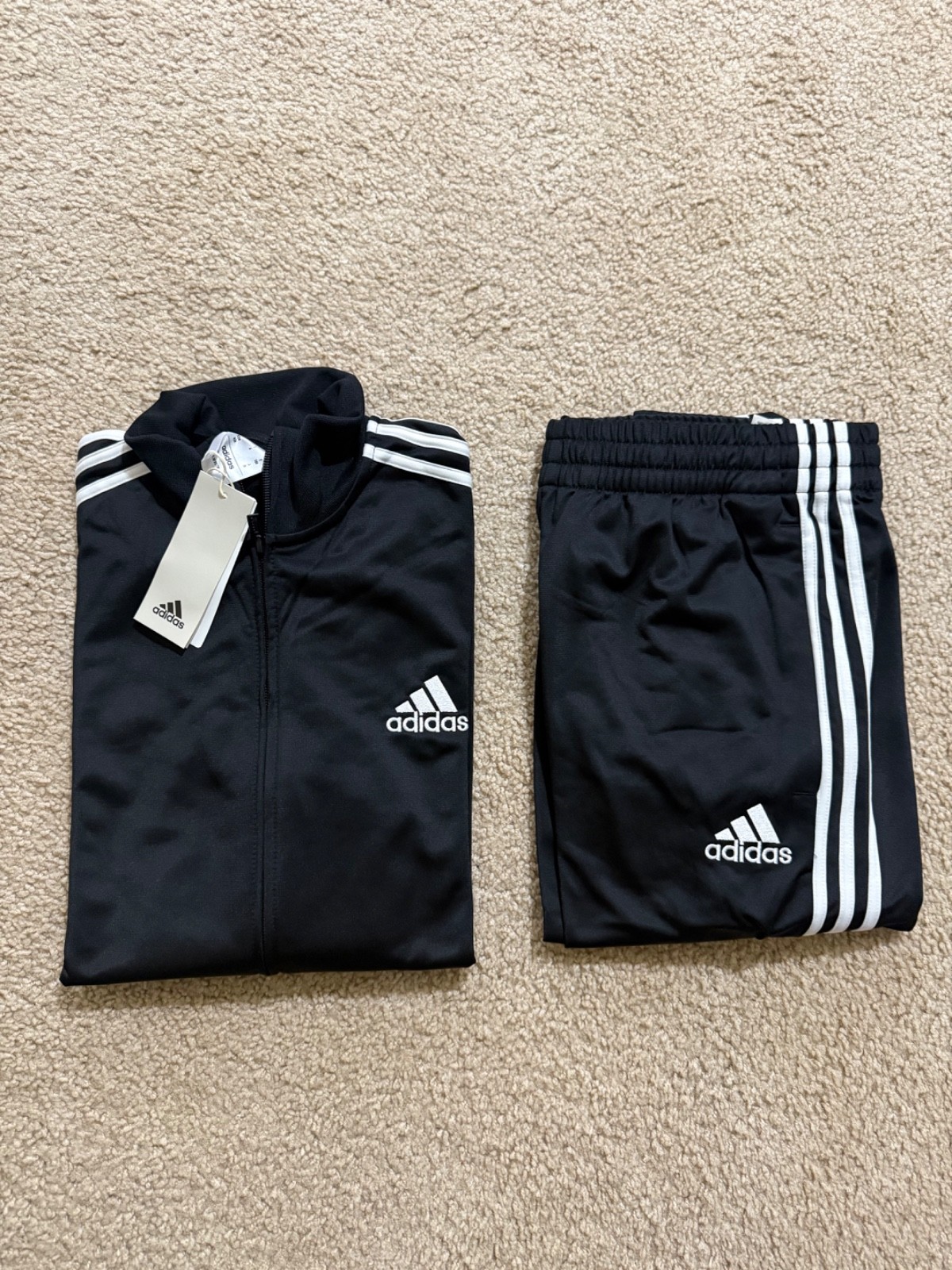 Adidas Mens 3 Stripes Tricot Tracksuit NWT Jacket & Pants Set Blue. Gray, Black Adidas Mens 3 Stripes Tricot Tracksuit NWT Jacket & Pants Set Blue. Gray, Black