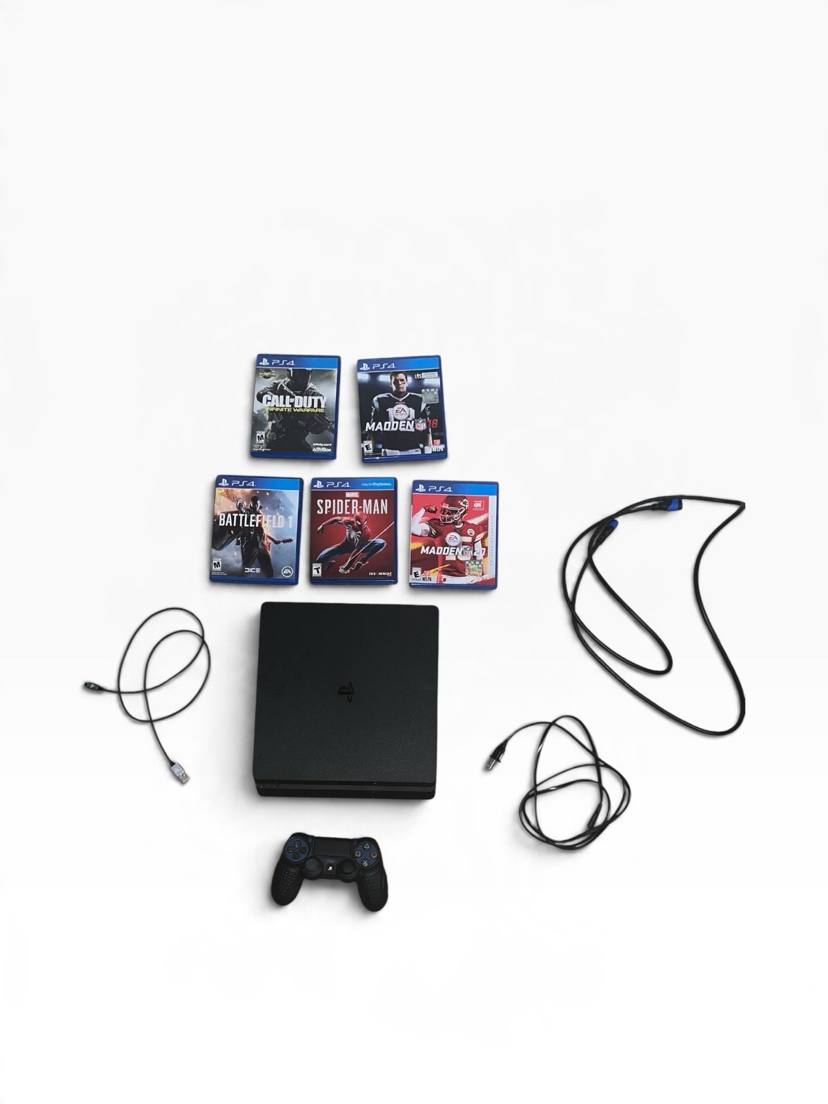 Sony PS4 Slim 500GB CUH-2015A Bundle OEM Controller 5 Games - Tested Spider-Man