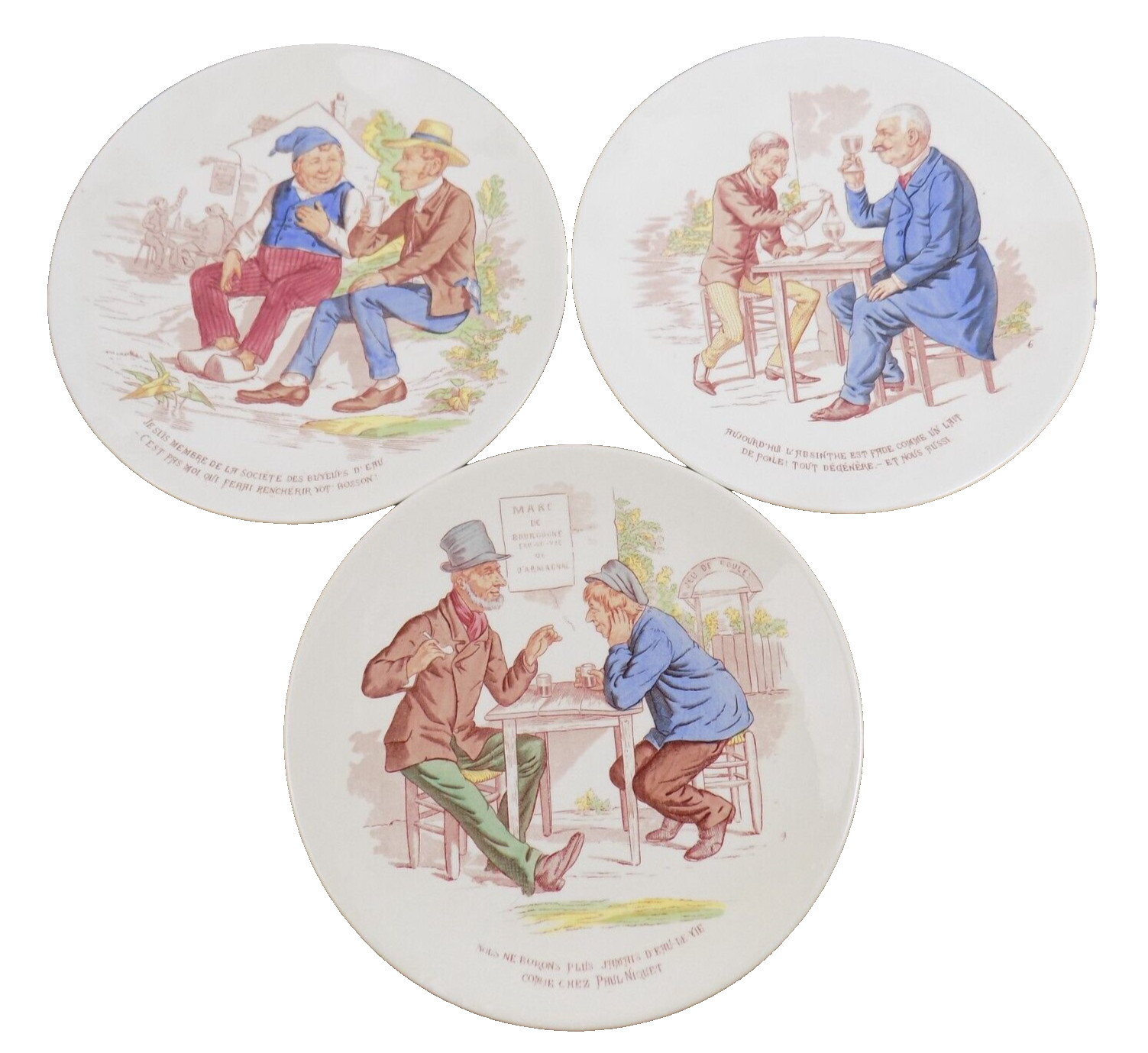 3 Antique Sarreguemines French 8.5\