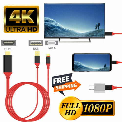 MHL USB-C Type C to HDMI USB A HD TV Cable Adapter For Android Phones Tablet RED