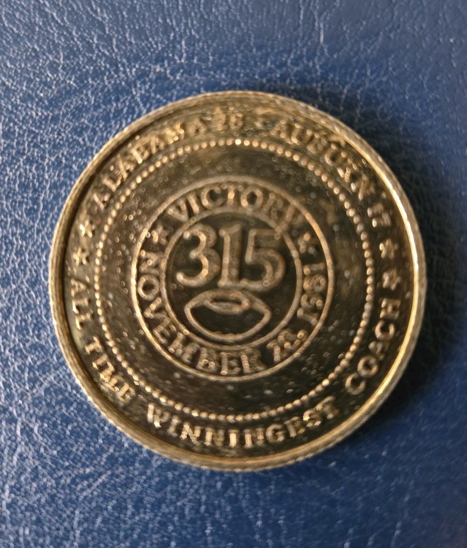 Paul BEAR Bryant Victory 315 Coin Paul BEAR Bryant Victory 315 Coin