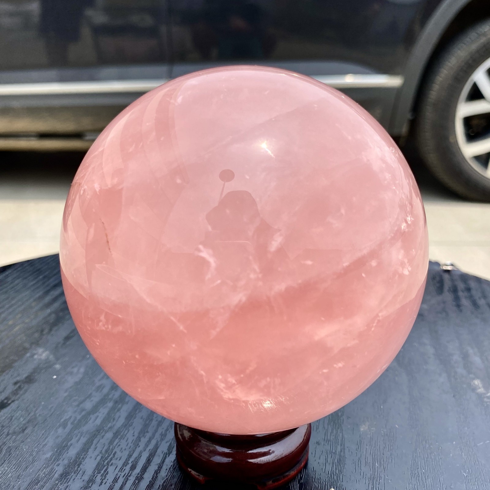 3.82LB Natural Pink Rose Quartz Sphere Crystal Ball Decor Reiki Healing