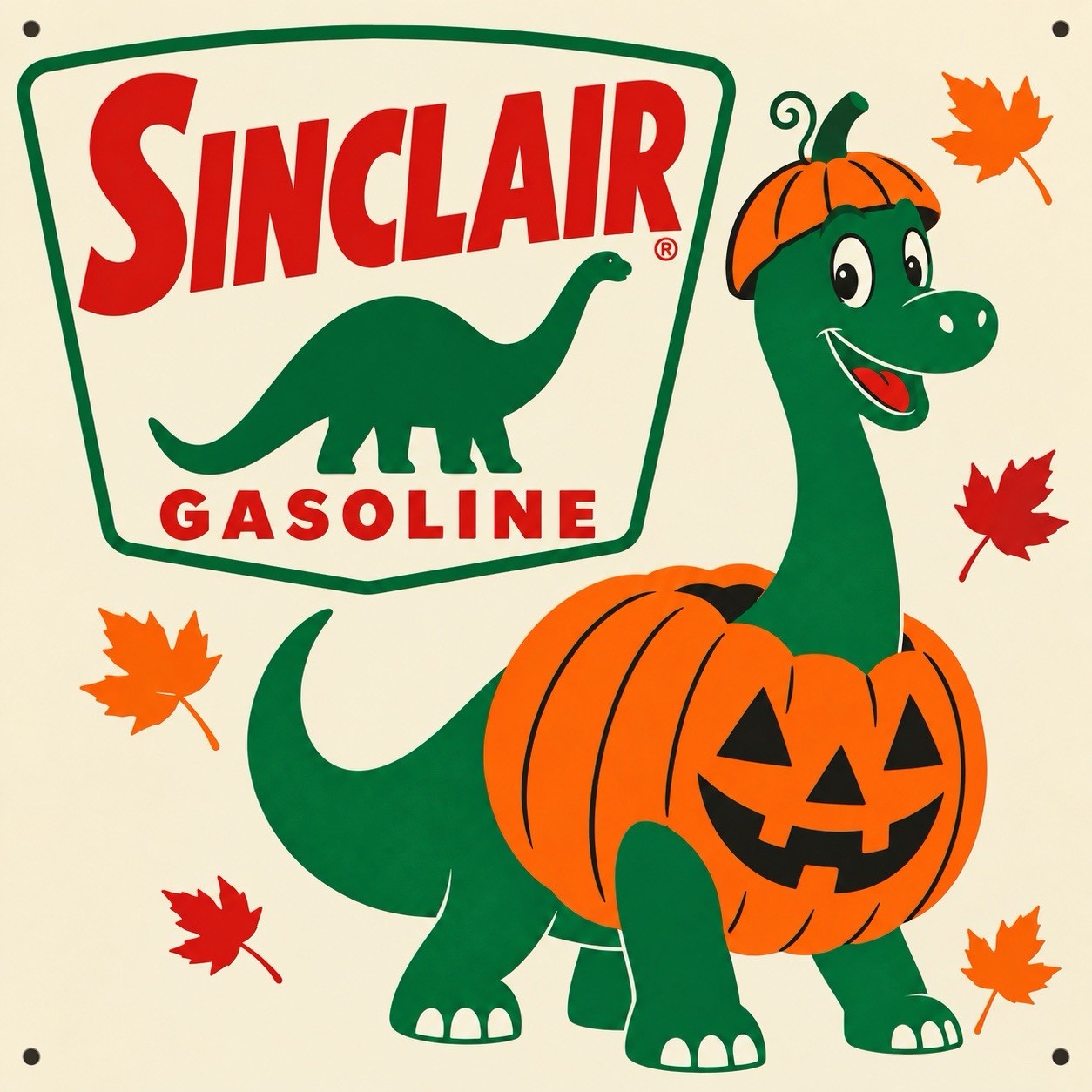 Sinclair Gasoline Dino Halloween Thanksgiving Garage Sign Sinclair Gasoline Dino Halloween Thanksgiving Garage Sign